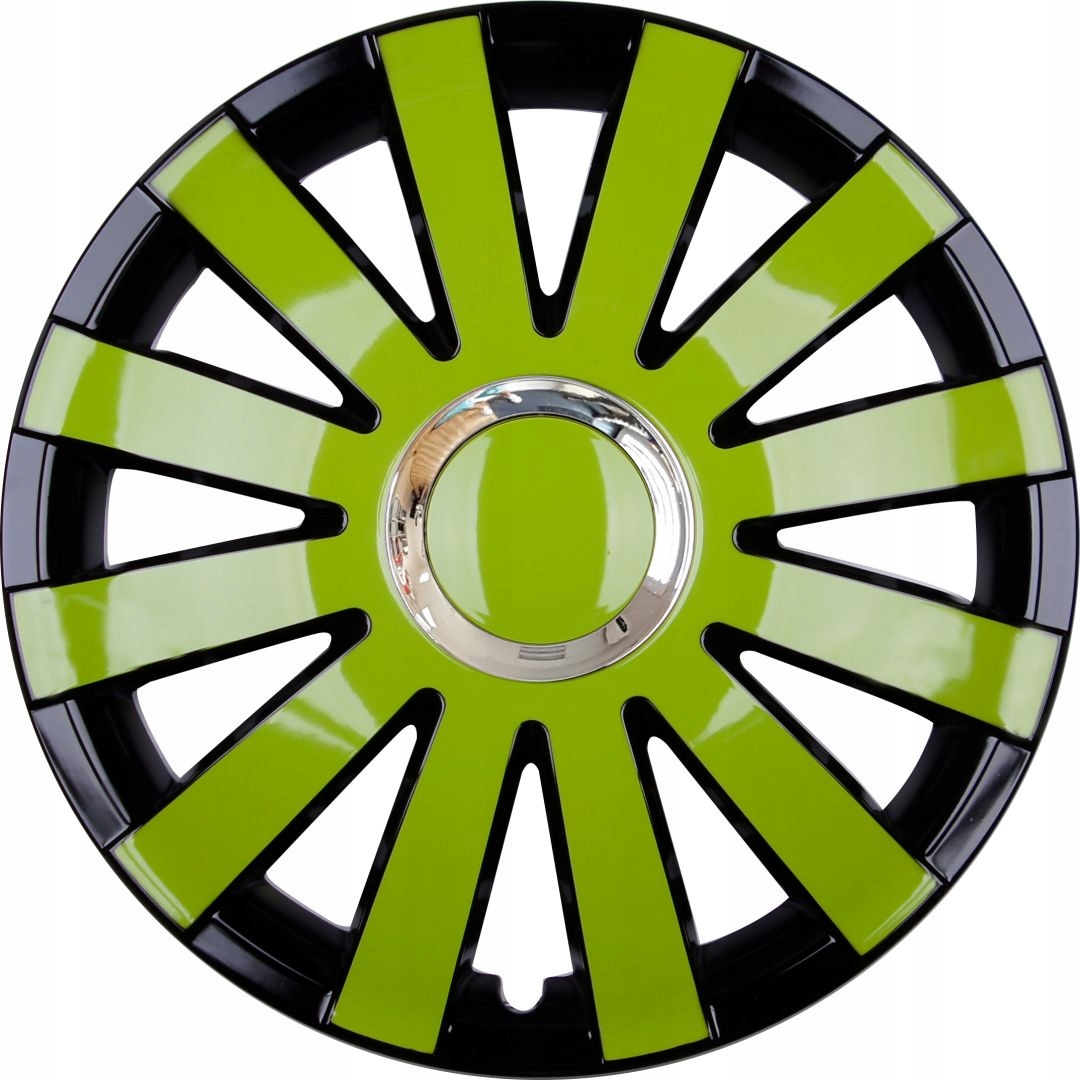 KOŁPAKI 14 ZIELONE ONYX UNIWERSALNE CHROM POŁYSK