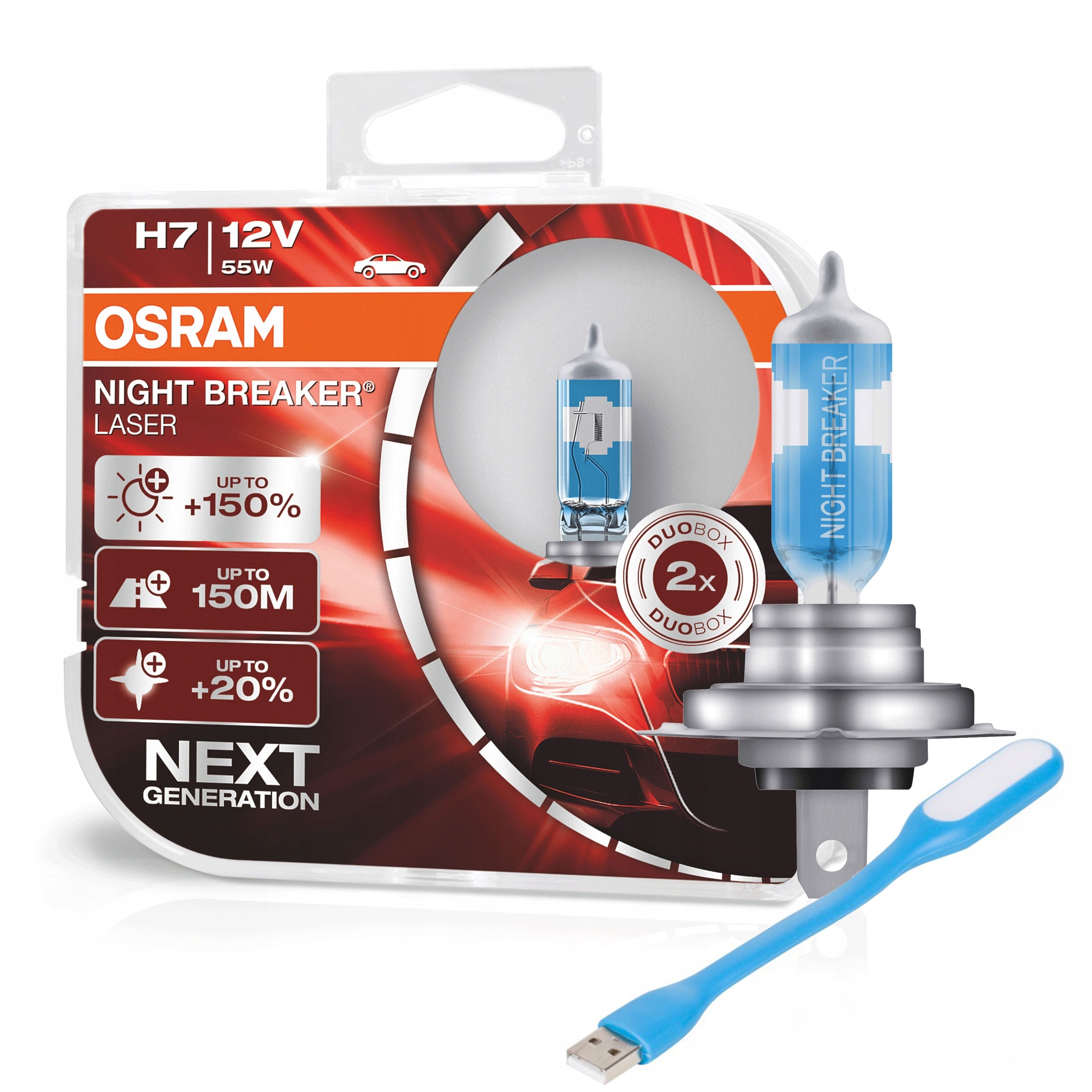 OSRAM ŻARÓWKI H7 NIGHT BREAKER LASER +150% GRATIS