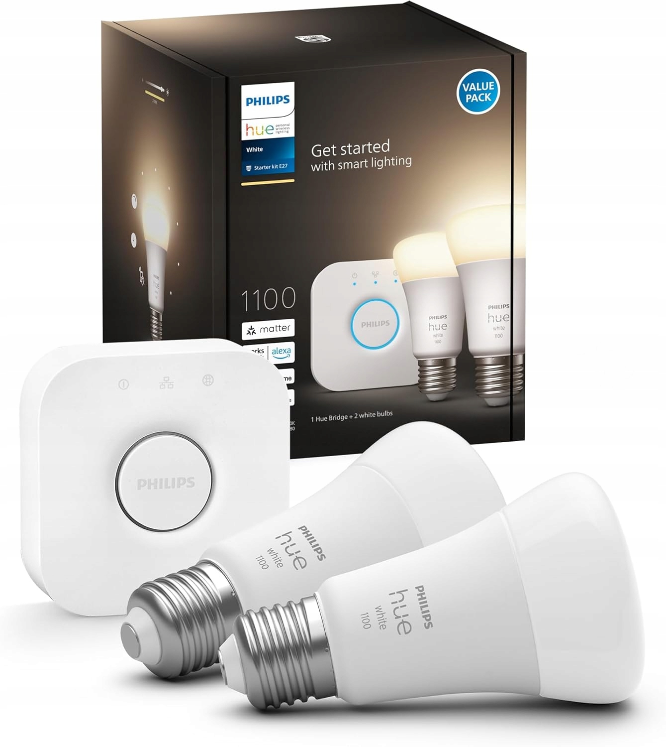 3x Led žárovka E27 9.5W 1055lm 2700K Smart White Mostek Bridge Philips Hue