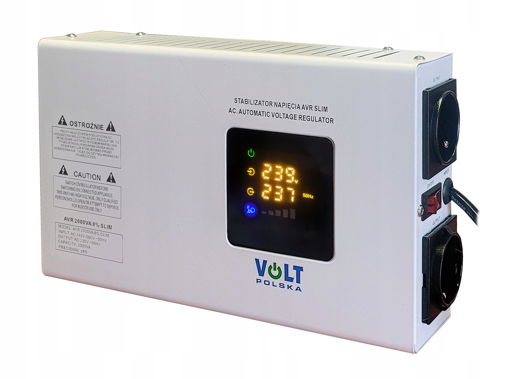 СТАБІЛІЗАТОР НАПРУГИ 2000 Вт VOLT POLSKA AVR 2000 ВА SLIM ДЛЯ ГЕНЕРАТОРА