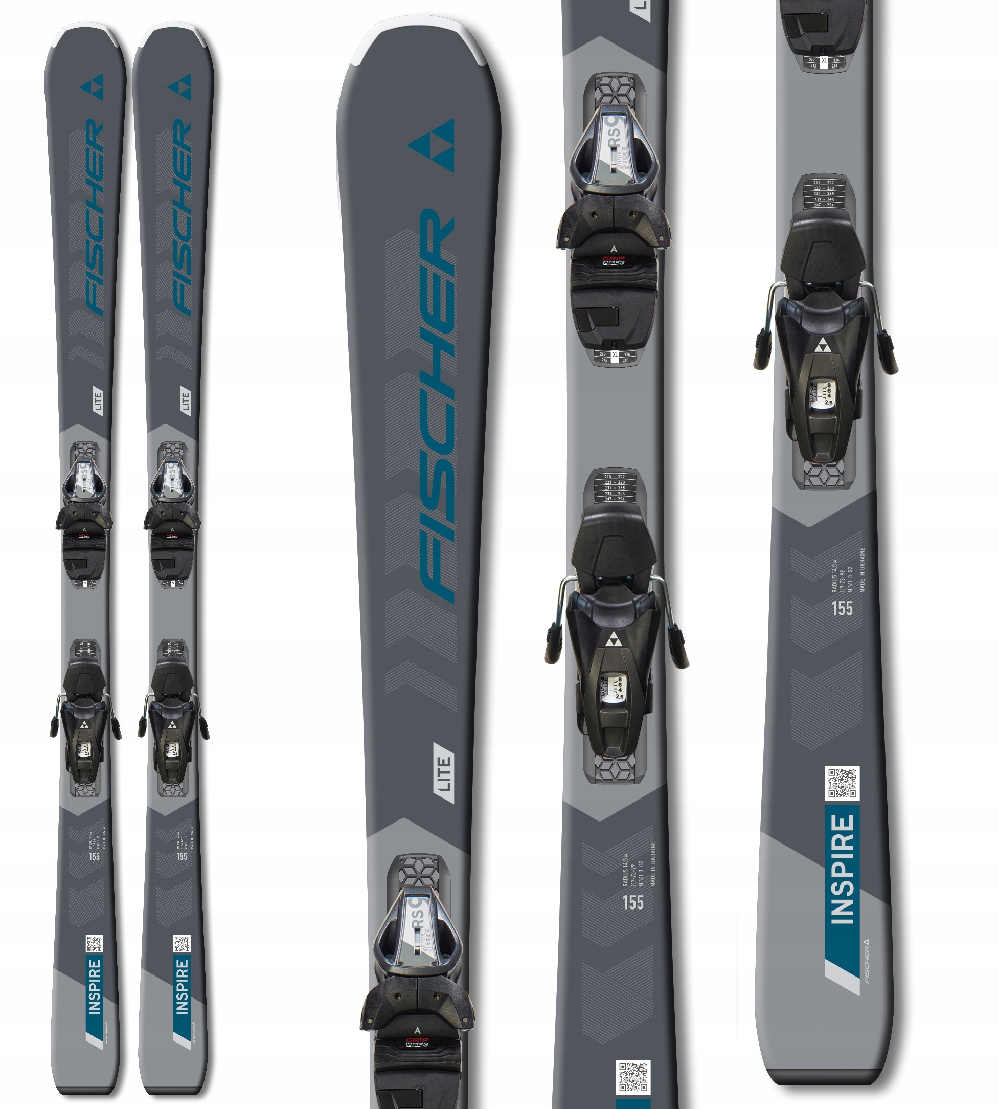 Damskie narty Fischer Inspire Lite Pro +wiązania RS9 grey blue 155cm