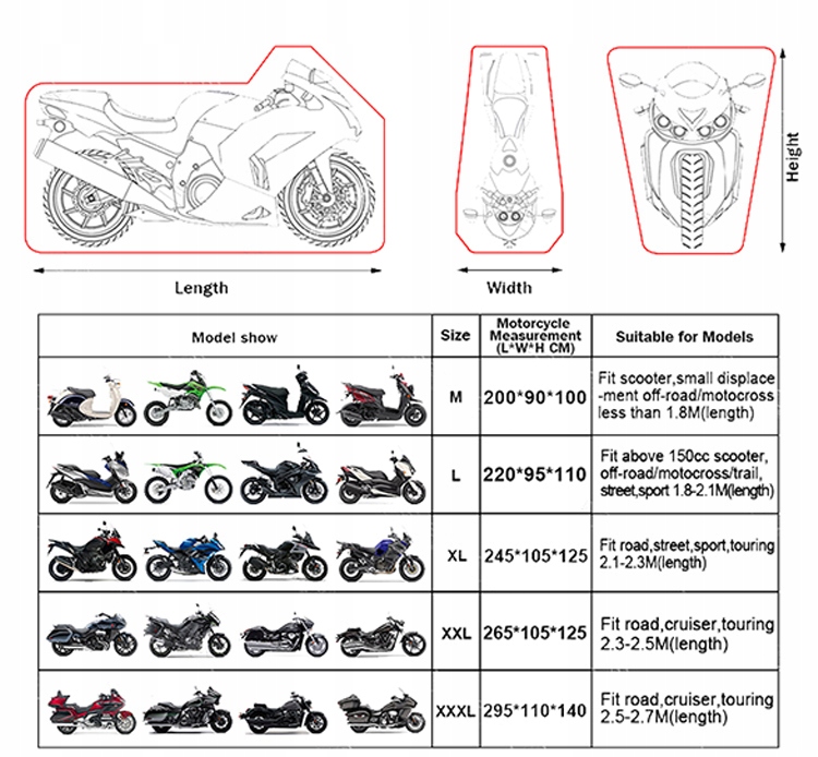Wodoodporny i przeciwdeszczowy pokrowiec na motocykl UCHOOSE Rozmiar 3XL