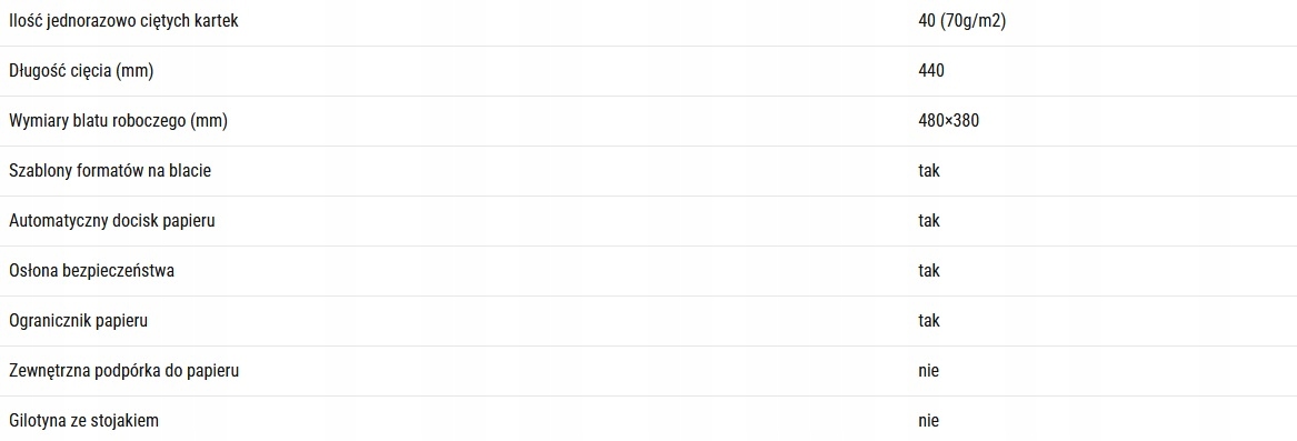 Gilotyna ręczna Argo RC 440 C Kod producenta 510094