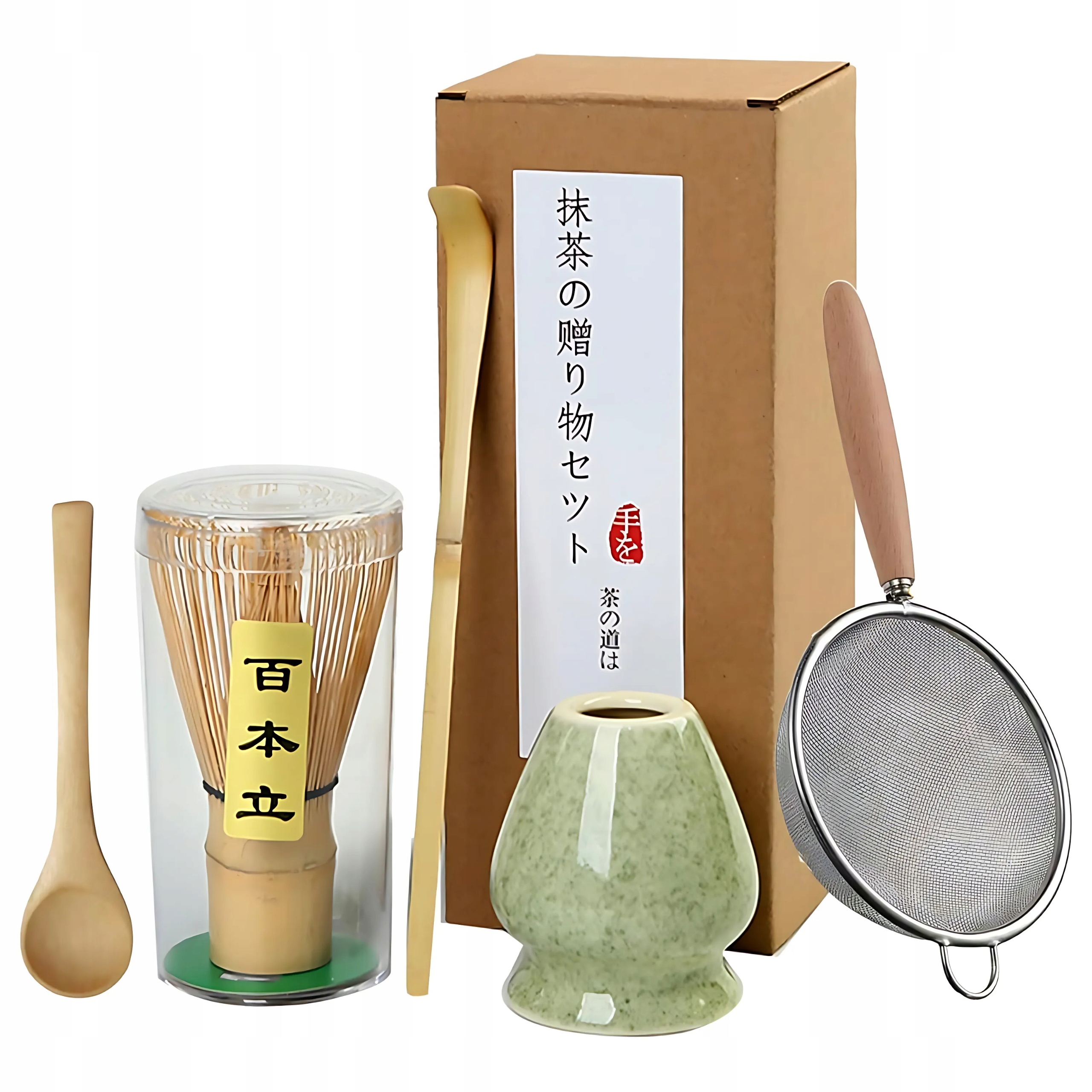 Levně Čajová Sada Matcha Metla Šlehací Metla Chasen Štětec Matchy Dárek