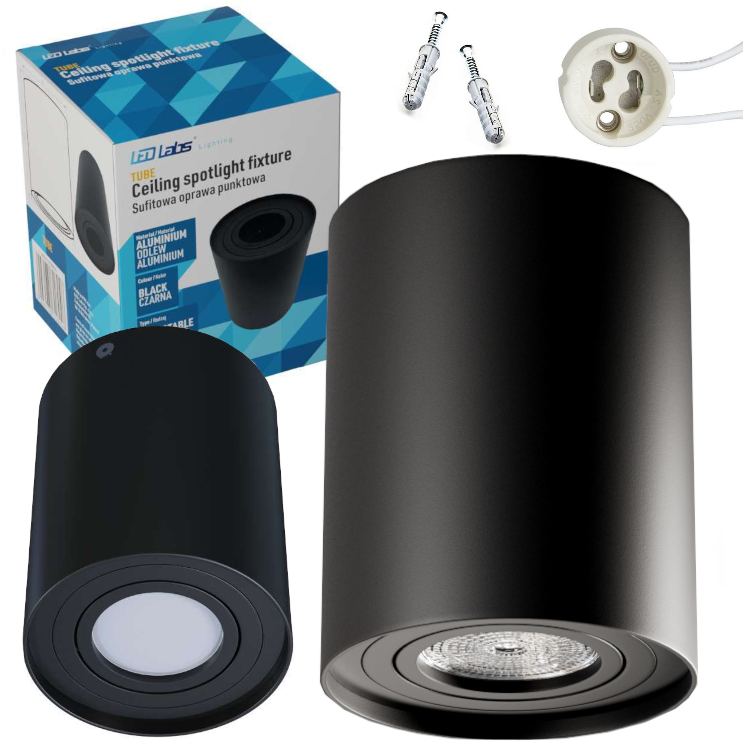 OPRAWA NATYNKOWA SUFITOWA LED GU10 TUBA RUCHOMA Głębokość produktu 12.2 cm