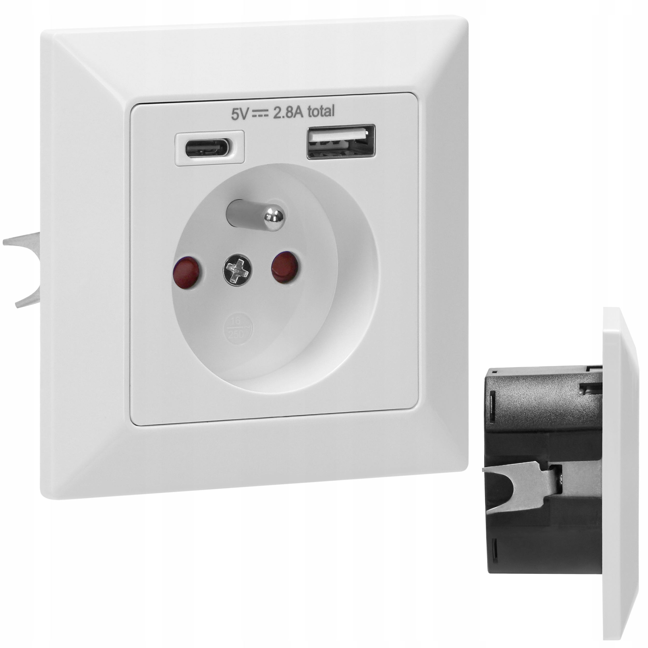 

Gniazdko Elektryczne Podtynkowe 230V 2x Usb A/c
