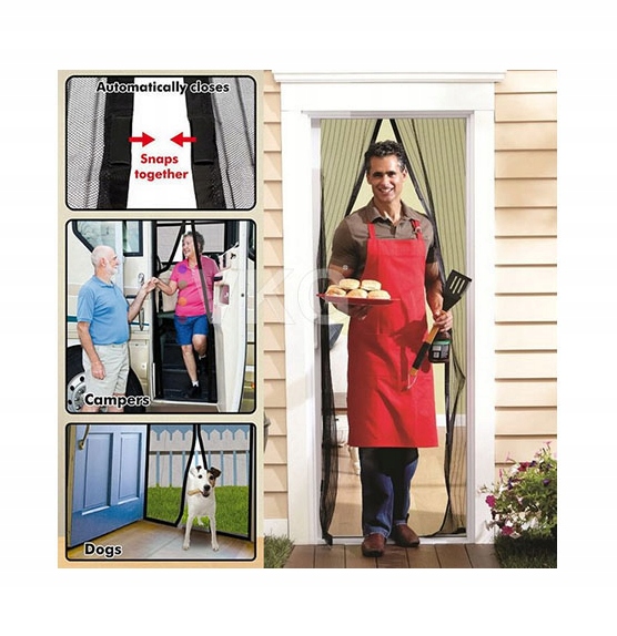 MOSKITIERA MAGNETYCZNA NA DRZWI CZARNA 210CM X 100CM EAN (GTIN) 4251966201857