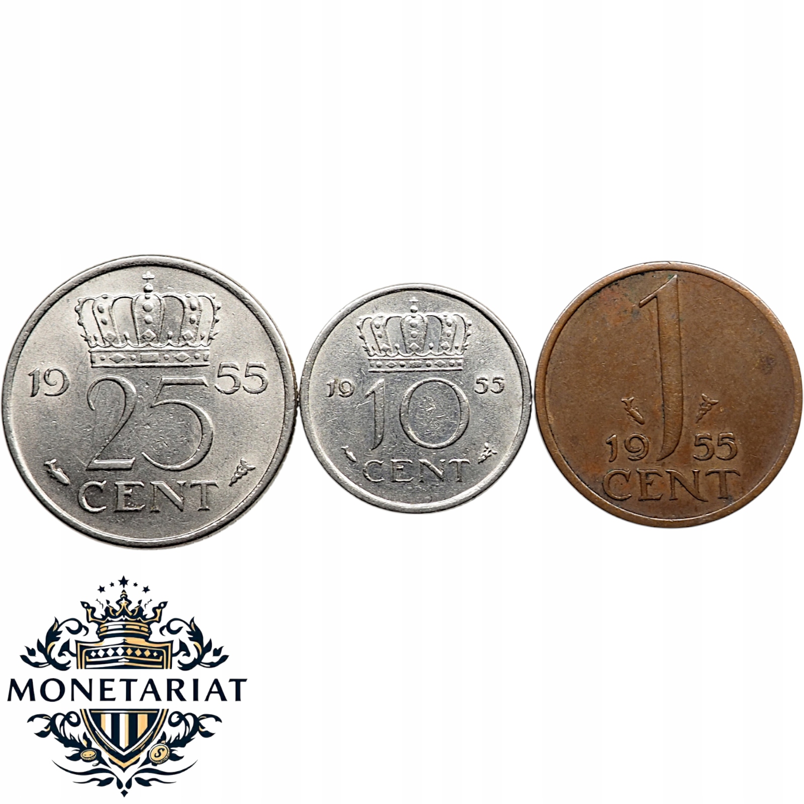 ZESTAW MONET - KOMPLET MIEDZIONIKIEL ROCZNIK 1955- HOLANDIA