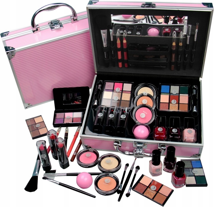 Kuferek Walizka Na Kosmetyki Makijaż Cienie Zestaw