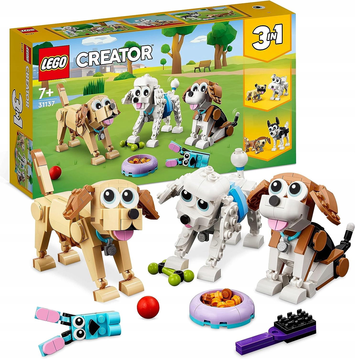 LEGO 31137 CREATOR UROCZE PIESKI 3W1 PSY PUDEL BEAGLE LABRADOR + AKCESORIA