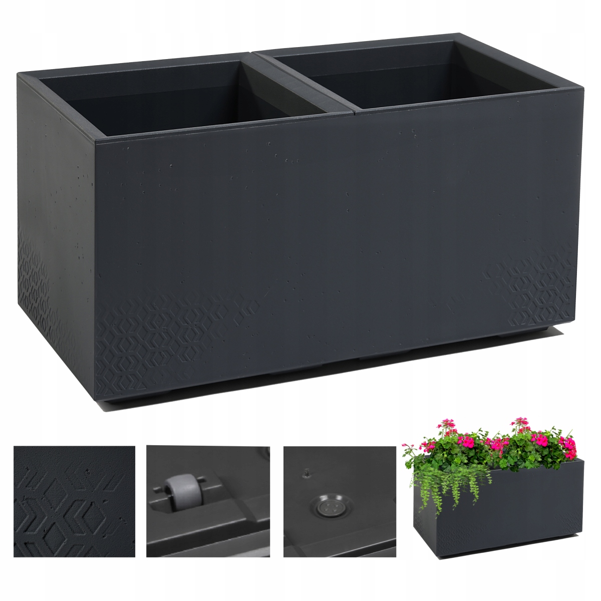 Skrzynia na kółkach Karo Eco Recyc. 80x40 Antracyt