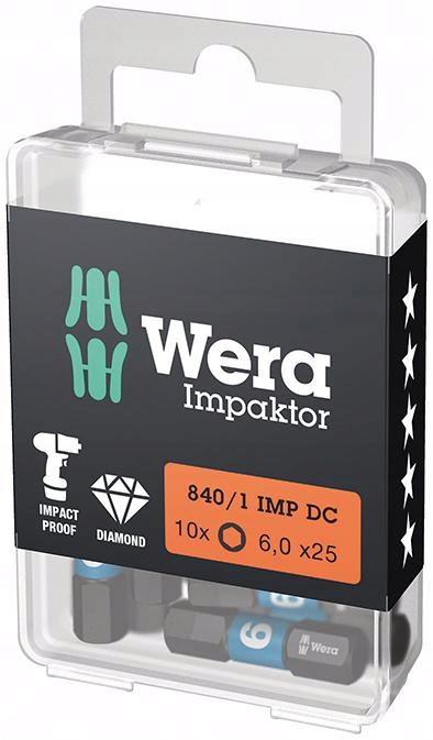 Bit pro Imbusové šrouby 6x25mm 10 Ks Wera Impaktor Din 3126 05157606001