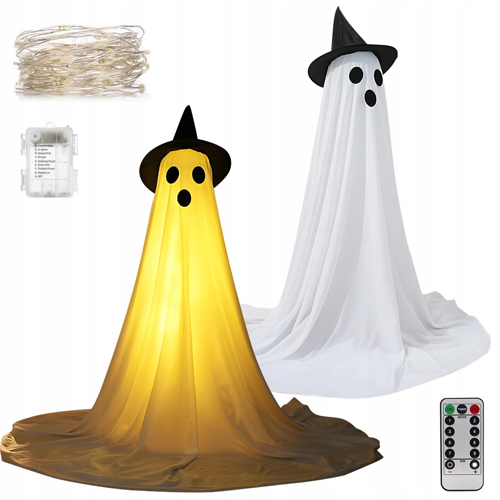Dekorativní duch Bedee pro Halloween Led s čarodějem do zahrady a terasy
