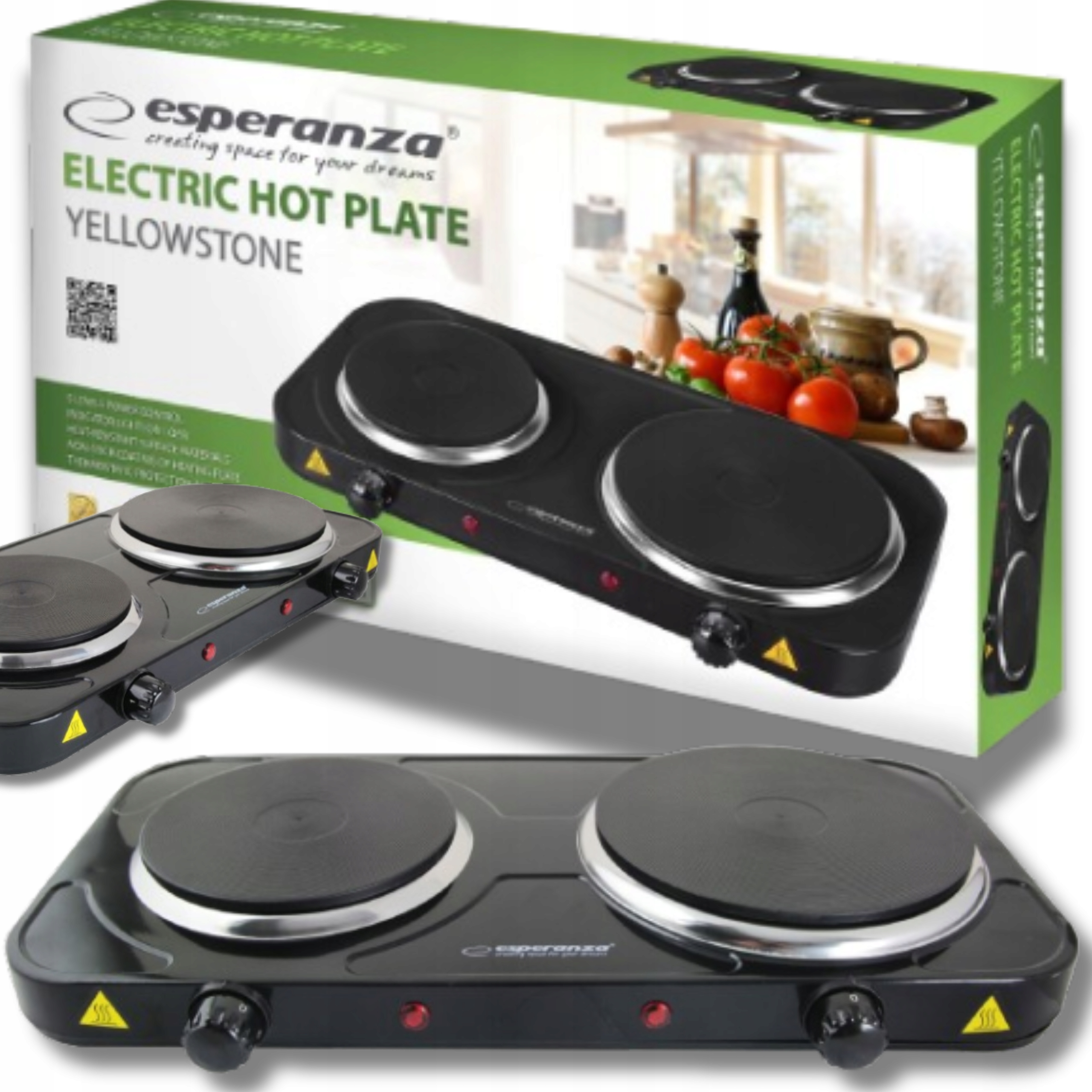 Kuchenka Elektryczna Dwupalnikowa 2500W Przenośna Płyta Turystyczna Na Prąd