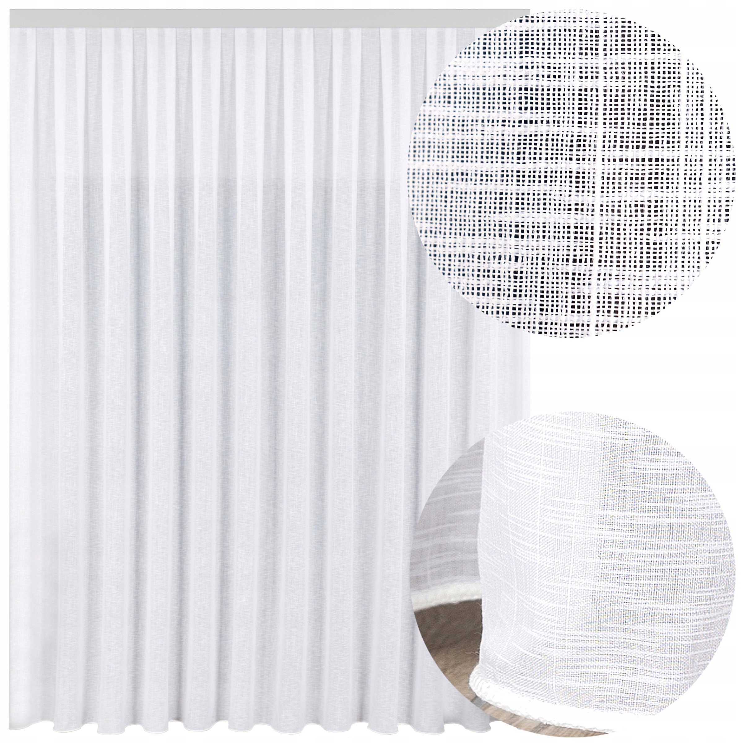 Zasłona Firana Gotowa Biała Batyst Na Taśmie Ołowianka Do Salonu 400x230