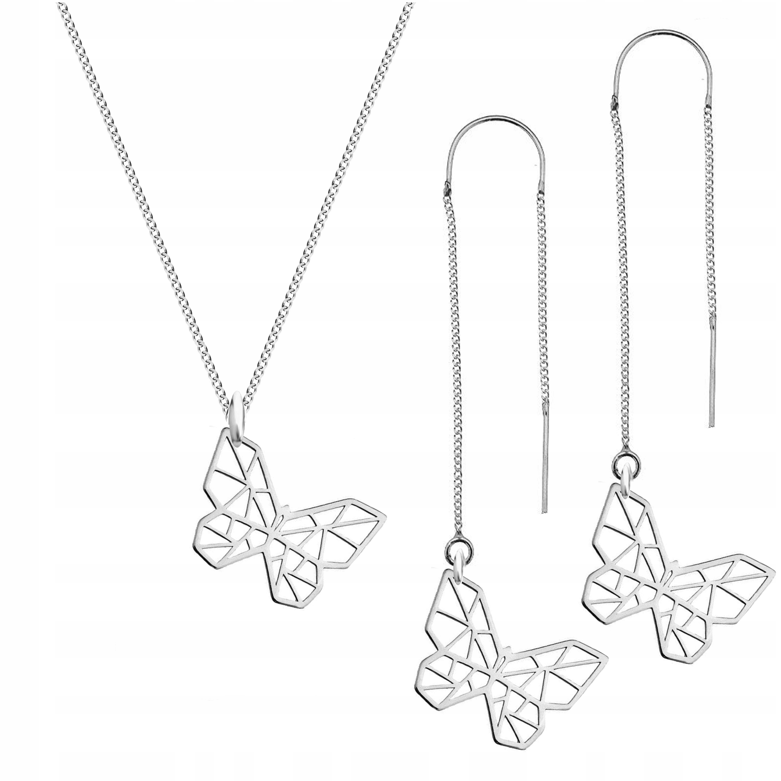 

Srebrny Komplet Motylek Motyl Origami srebro 925