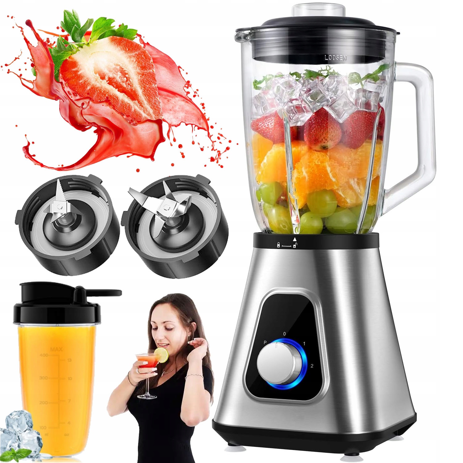 Stolní Mixér Na Smoothie A Koktejly 1300 W Mixuje Drť Ledu Lahve