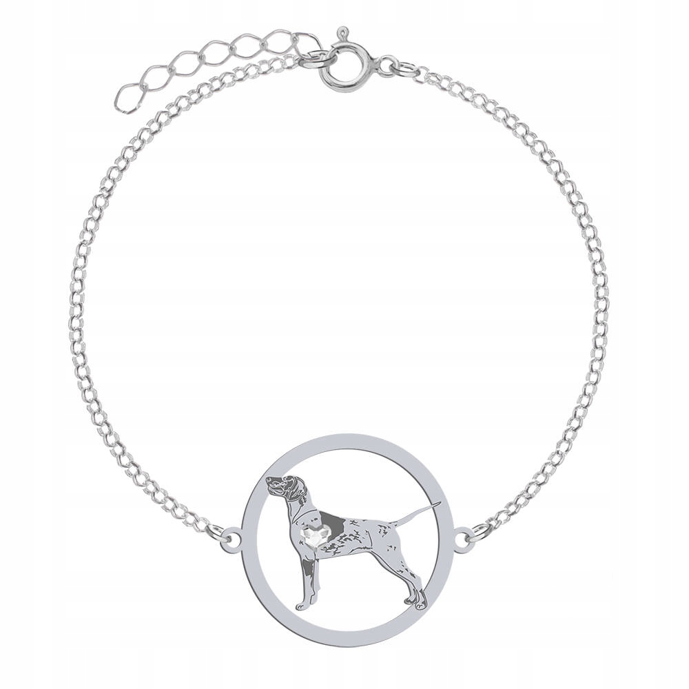 Stříbrný náramek s německým krátkosrstým psem 925 Gravírování Bonus
