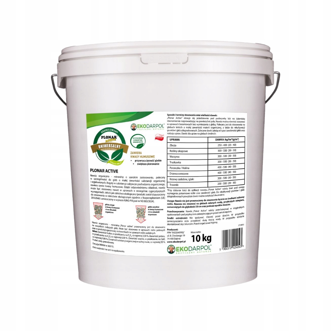 Ekodarpol Plonar Active Uniwersalny Nawóz Organiczno-Mineralny 10kg