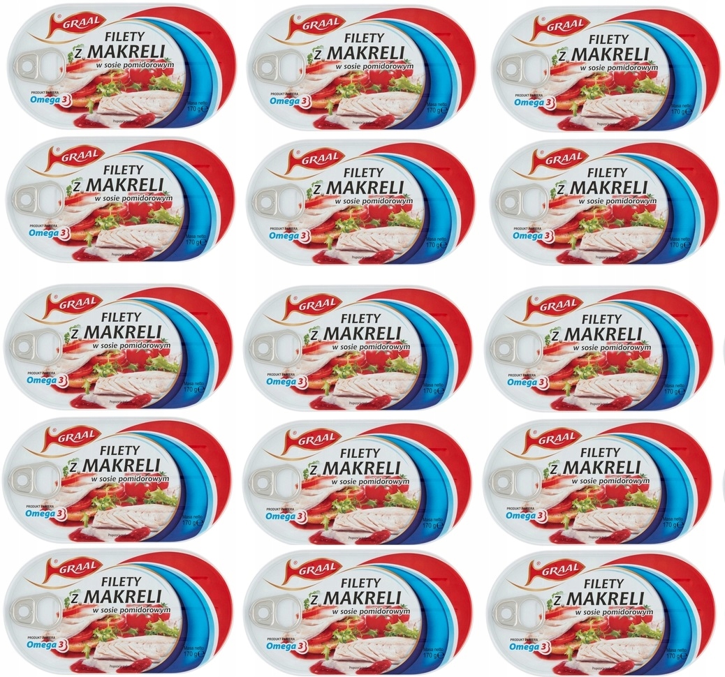 15x 170g Graal Filet z Makreli w Sosie Pomidorowym Karton