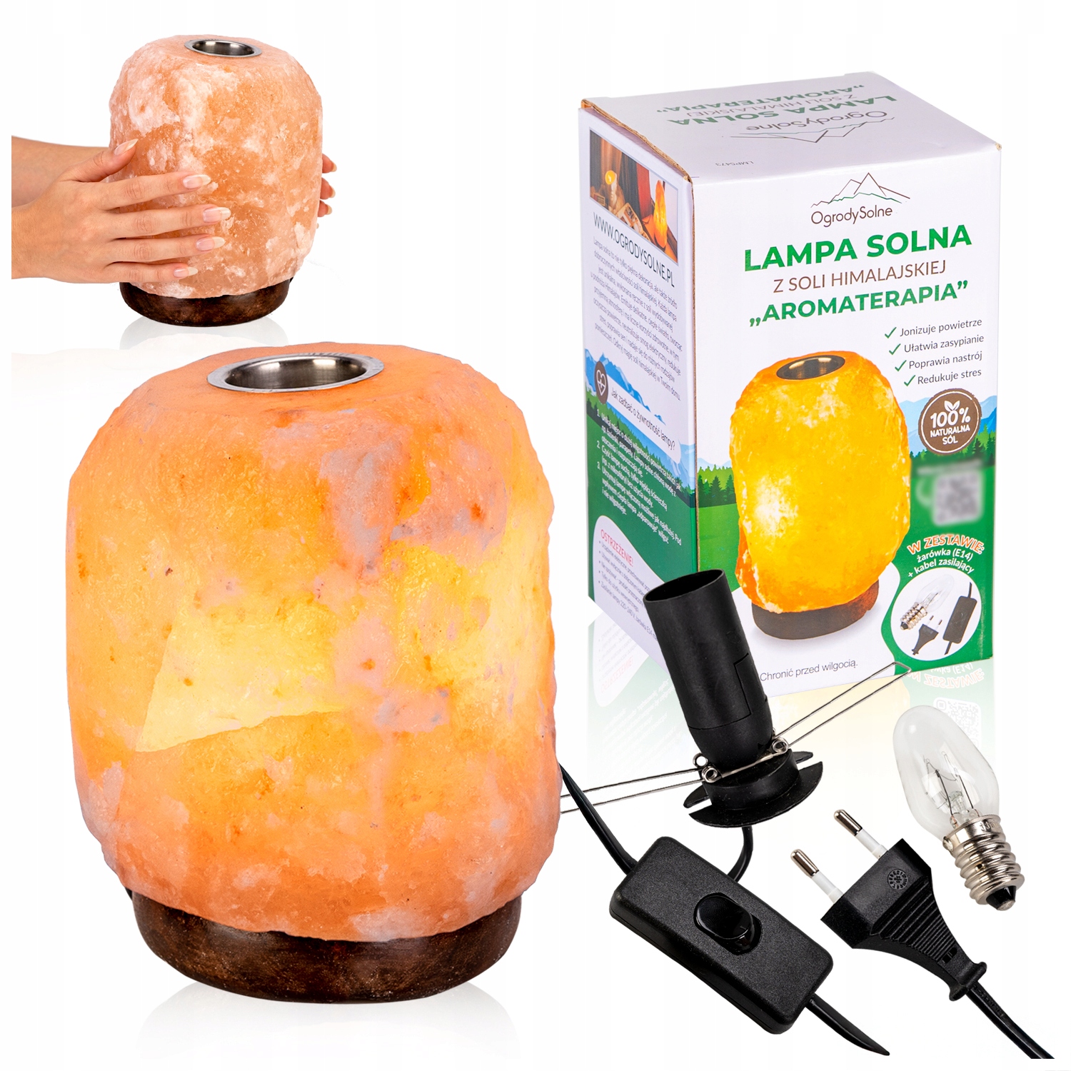 LAMPA SOLNA AROMATERAPIA JONIZATOR POWIETRZA SÓL HIMALAJSKA LAMPKA DO BIURA