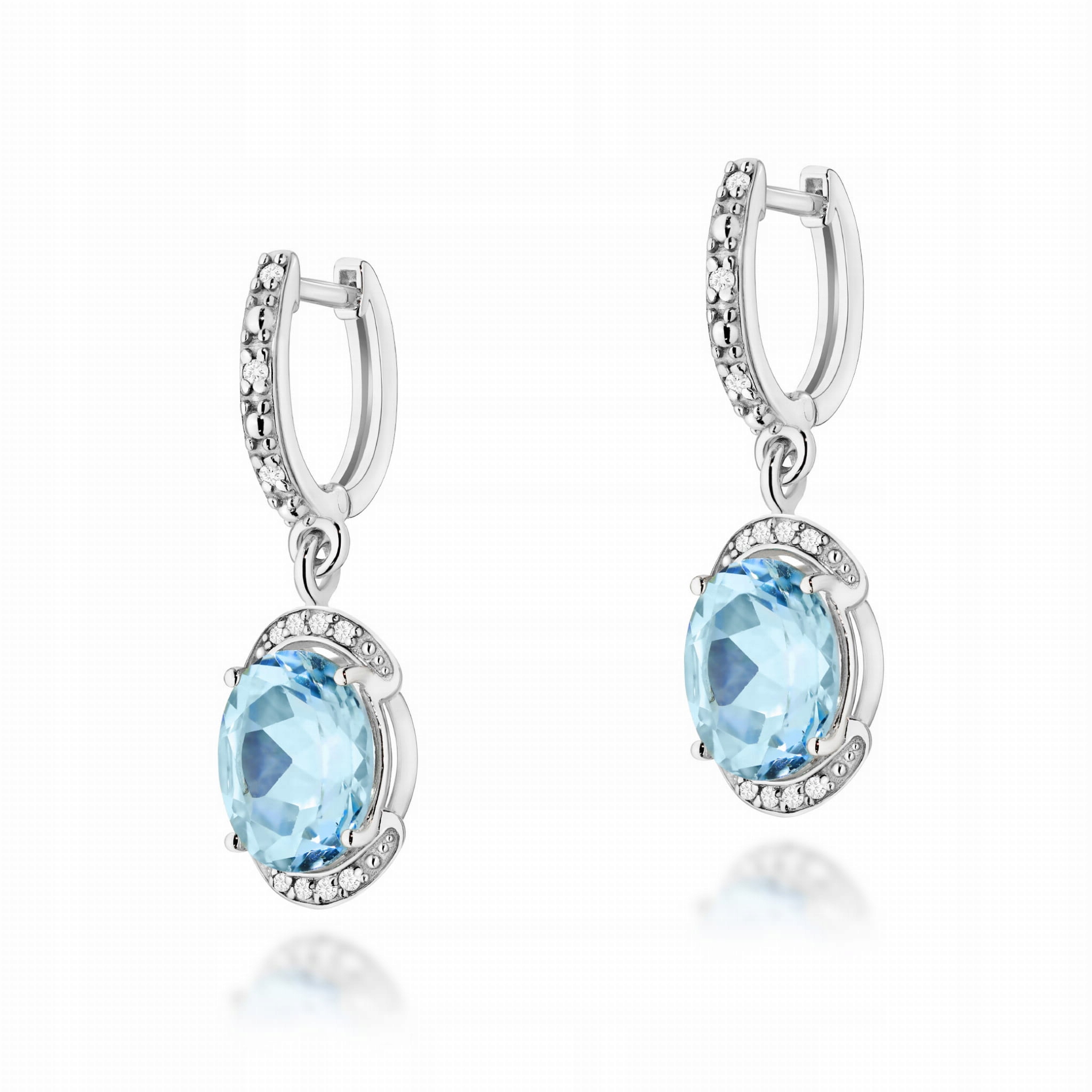 Dámské Náušnice ze zlata 585 s topazem, bílé zlato, módní design pro ni