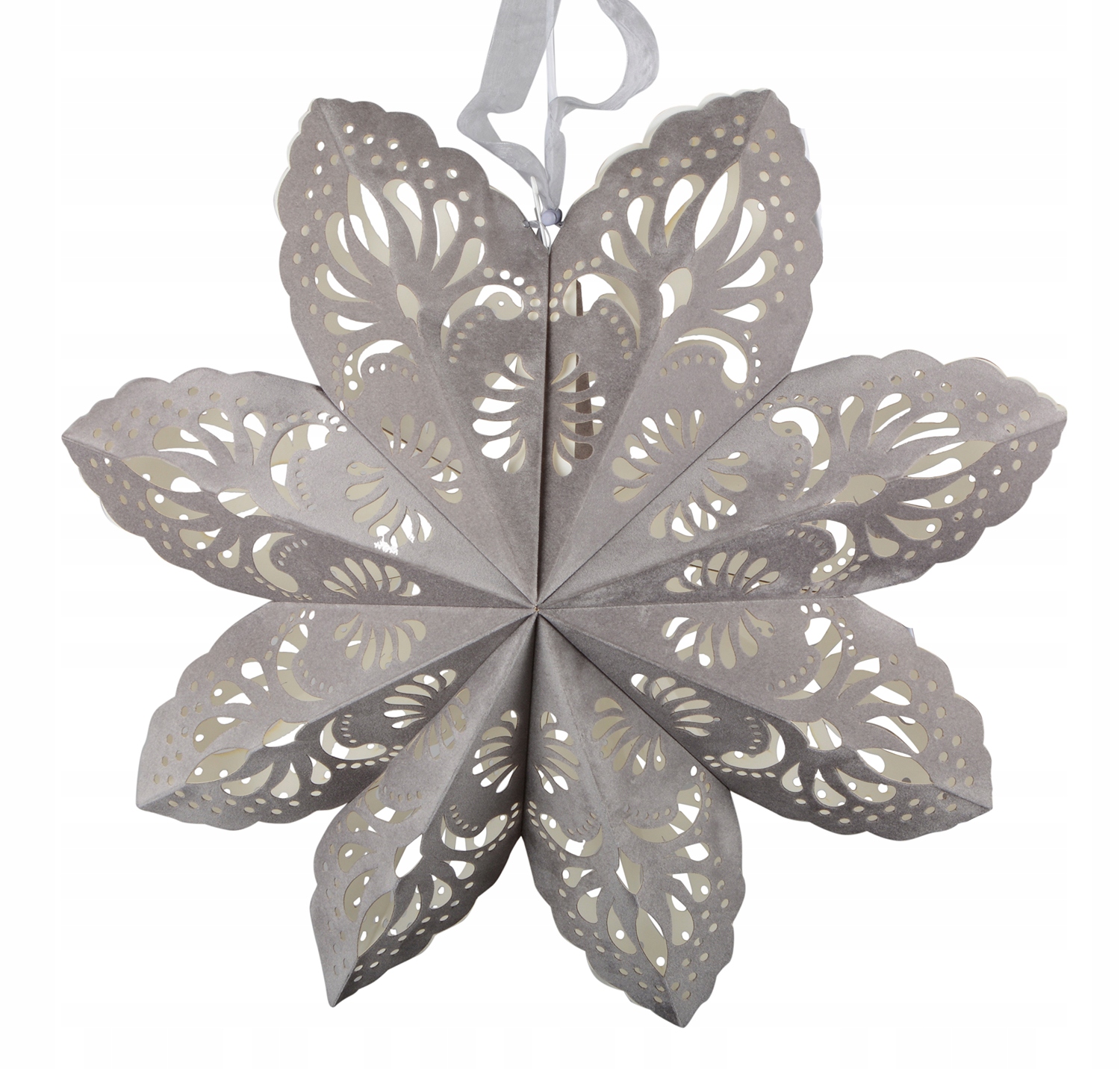 

Gwiazda zawieszka 3D Aksamitna szara śr. 50cm