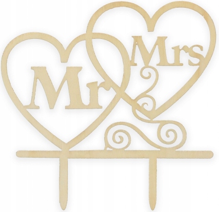 

Topper Na Tort Mr&mrs eko ślub toper drewno
