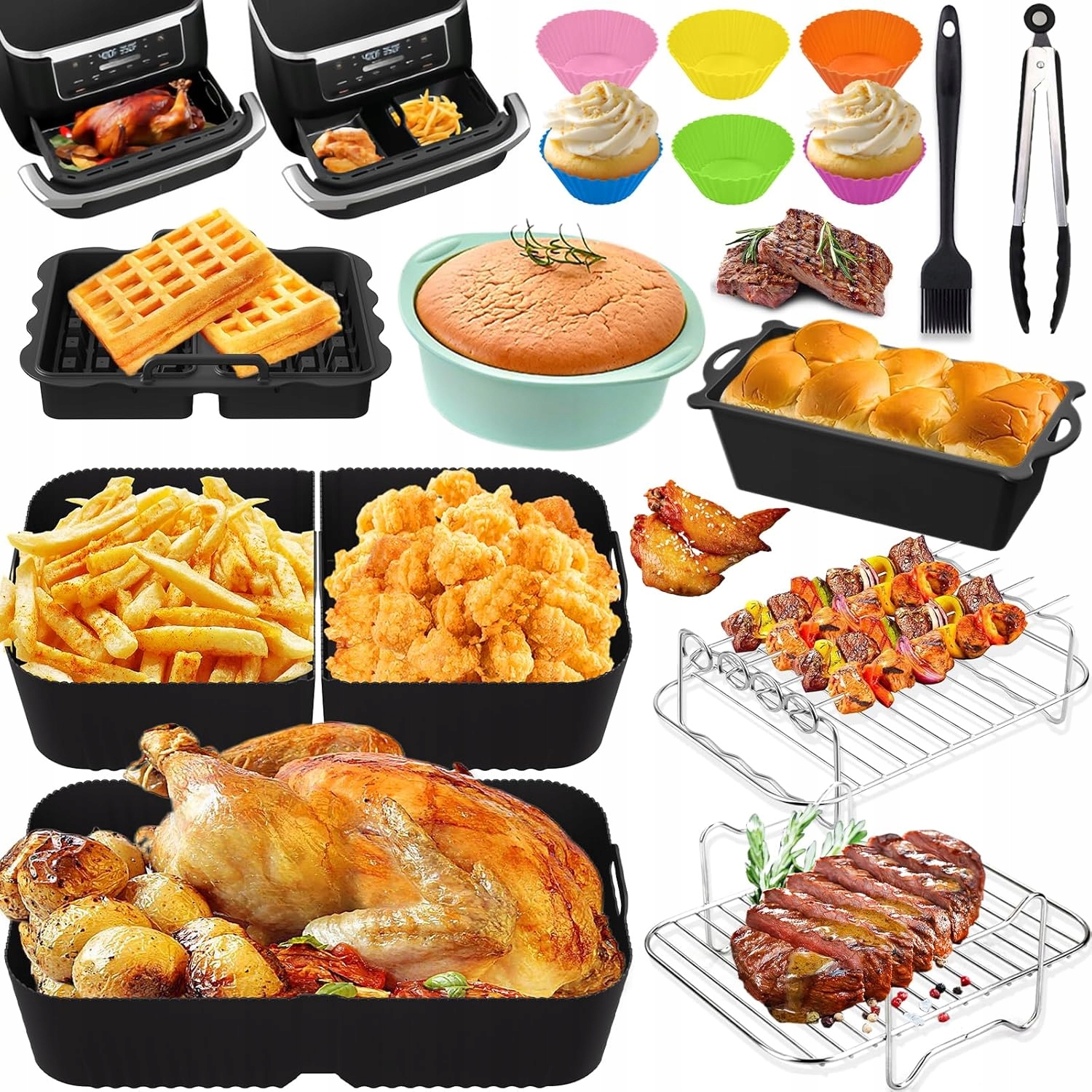 Zestaw Akcesoriów Airfryer Cosori Dual Blaze XL 5 10 Silikonowe Formy Ruszt