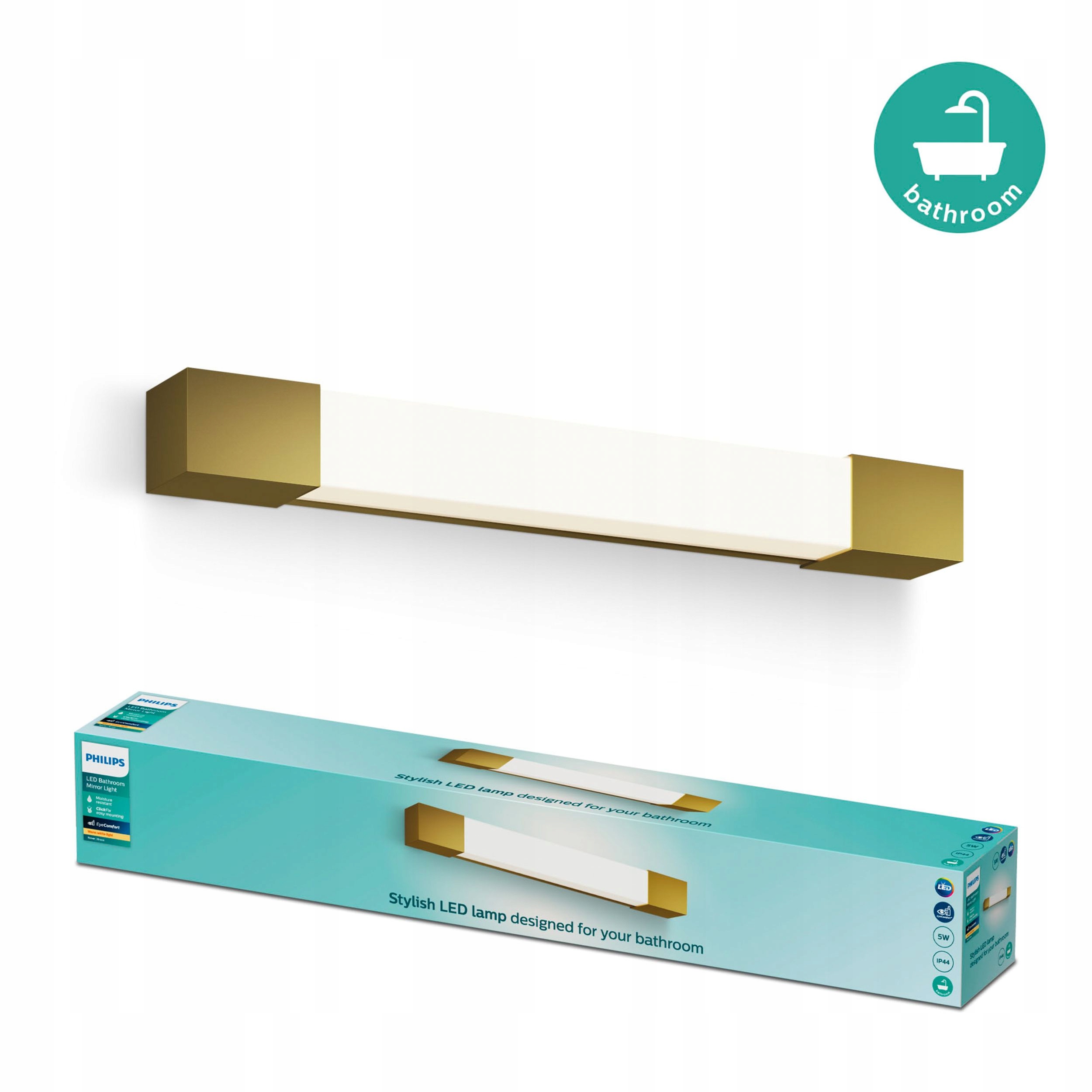 Lampa nad Zrcadlo Led 5W 730lm 2700K 44cm IP44 Měděná Rover Philips