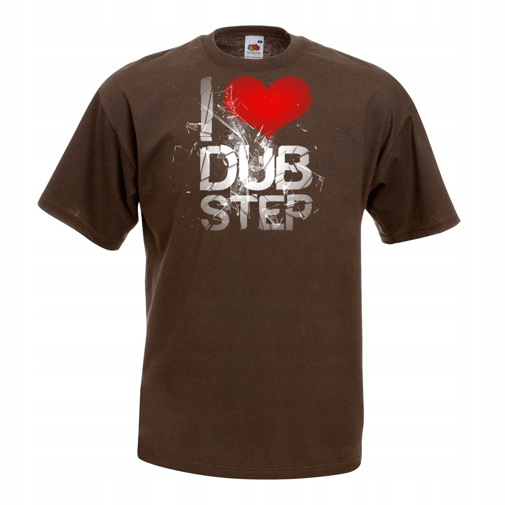 

Koszulka z nadrukiem i love dubstep muzyka M brązo