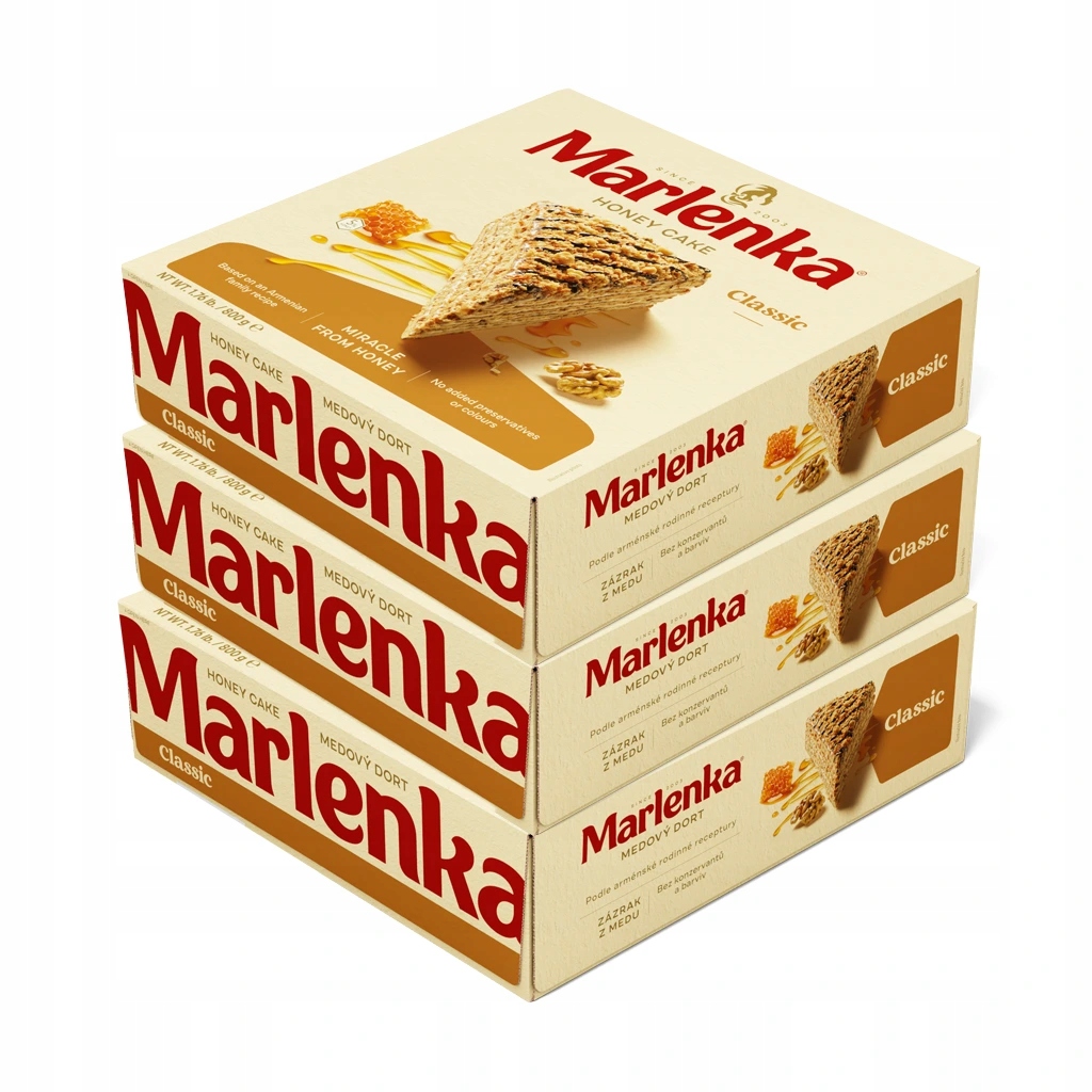 Levně Marlenka Triopack Medový dort s vlašskými ořechy 3 x 800 g