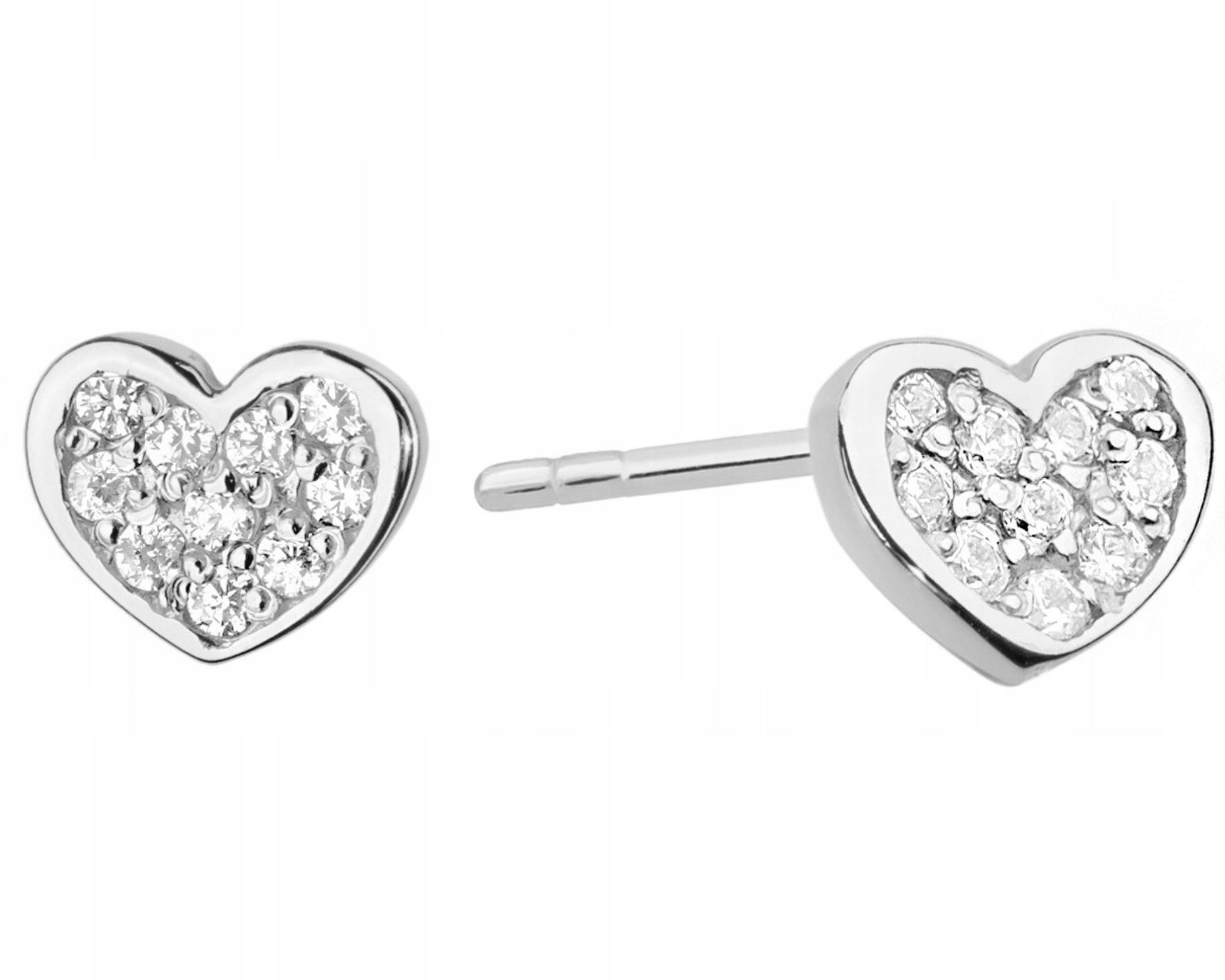 Bílé zlato náušnice s brilianty, vruty, srdce 585