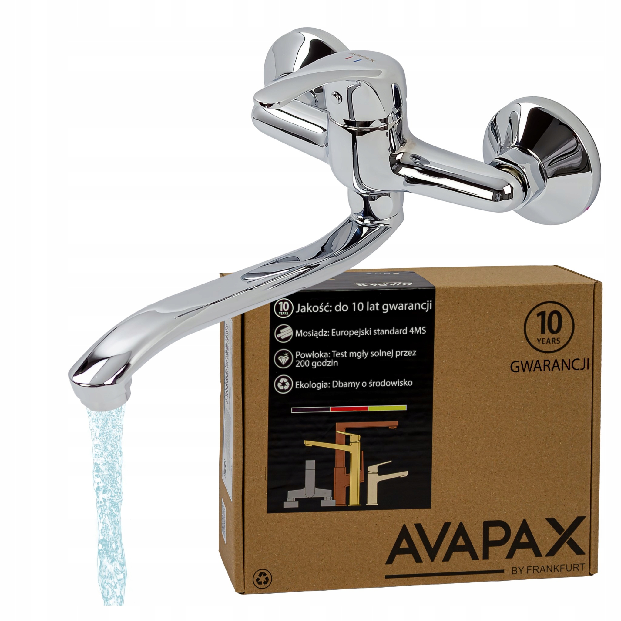 Kuchyňská nástěnná dřezová baterie Otočný kohoutek s dlouhým výtokem do dřezu