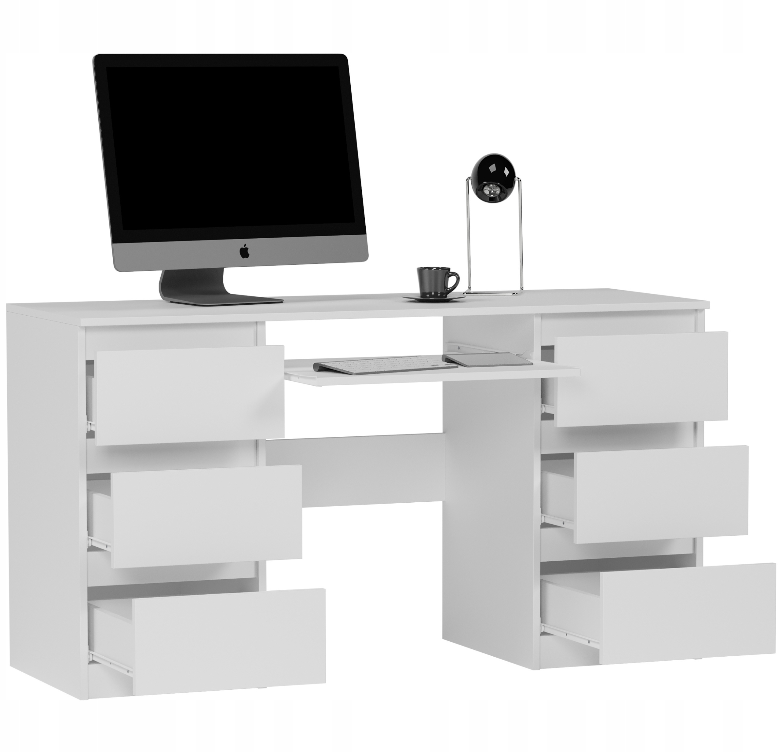 Meble Biurko komputerowe 6sz 135cm BIAŁE N32