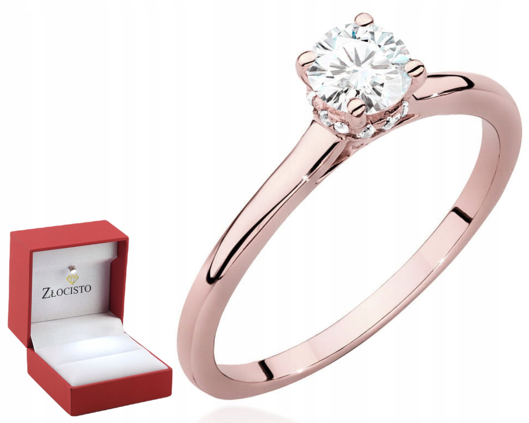 Růžové Zlato Prstýnek S Diamantem Gravírování 585 Bonus Dárek