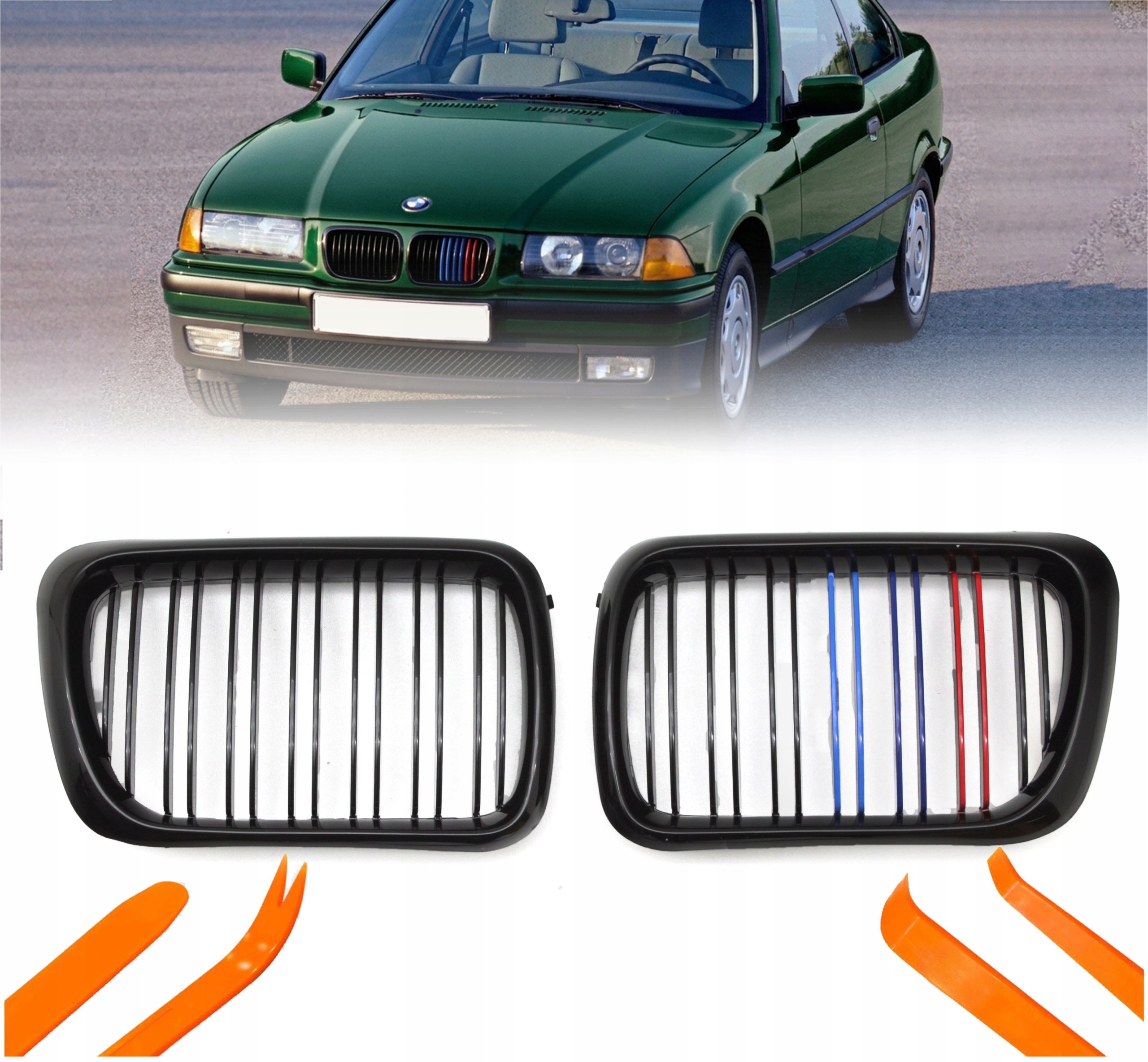 Atrapa Gril Nerki Bmw 3 E36 96-00 Černý Lesk Barva M Balení 2 Žebra