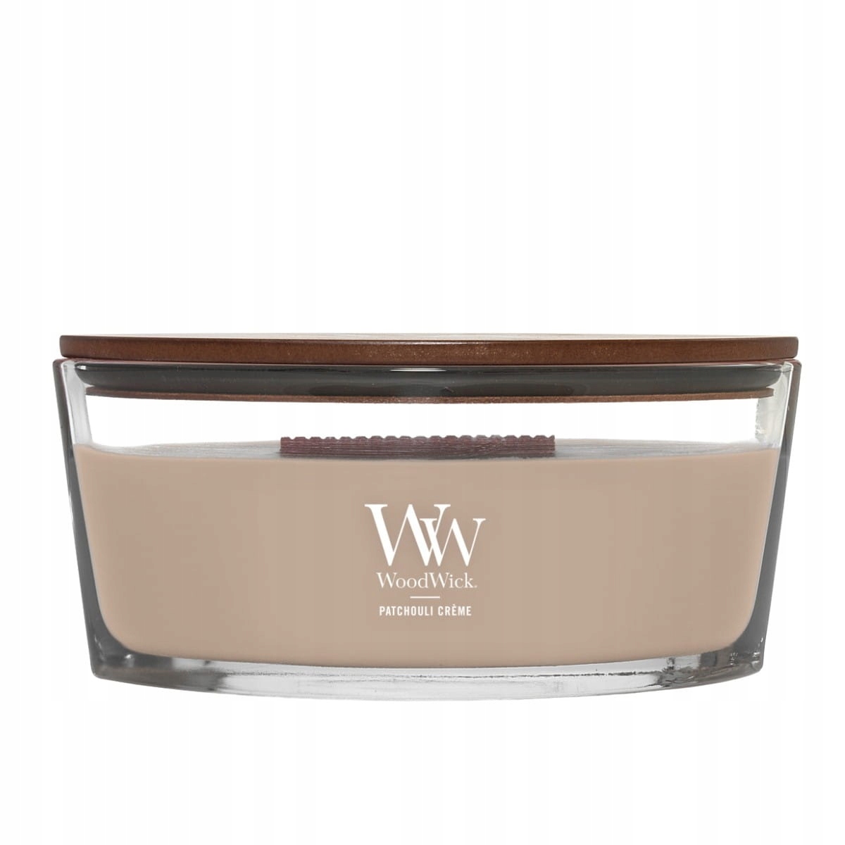 WoodWick Vonná svíčka Elipsa Patchouli Creme