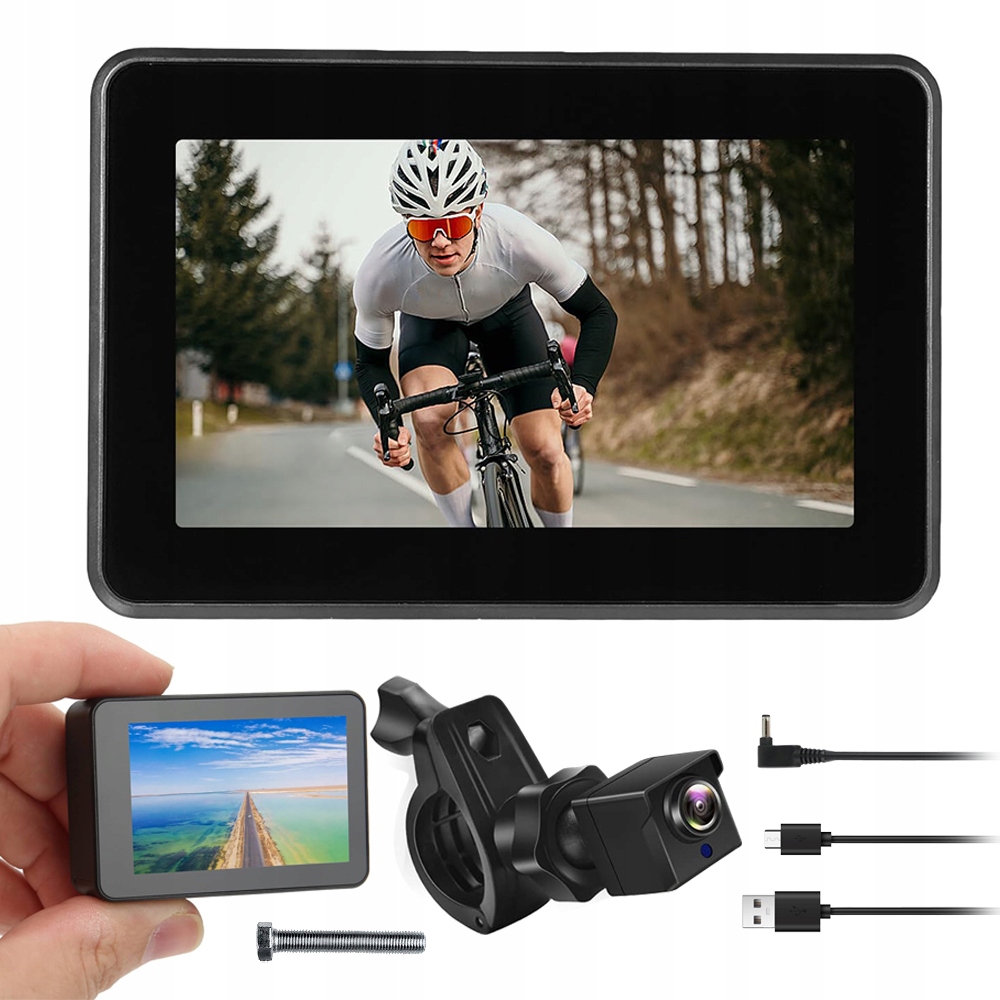 Lusterko Rowerowe Wsteczne Kamera Cofania 110° Z Monitorem Ahd 4.3"