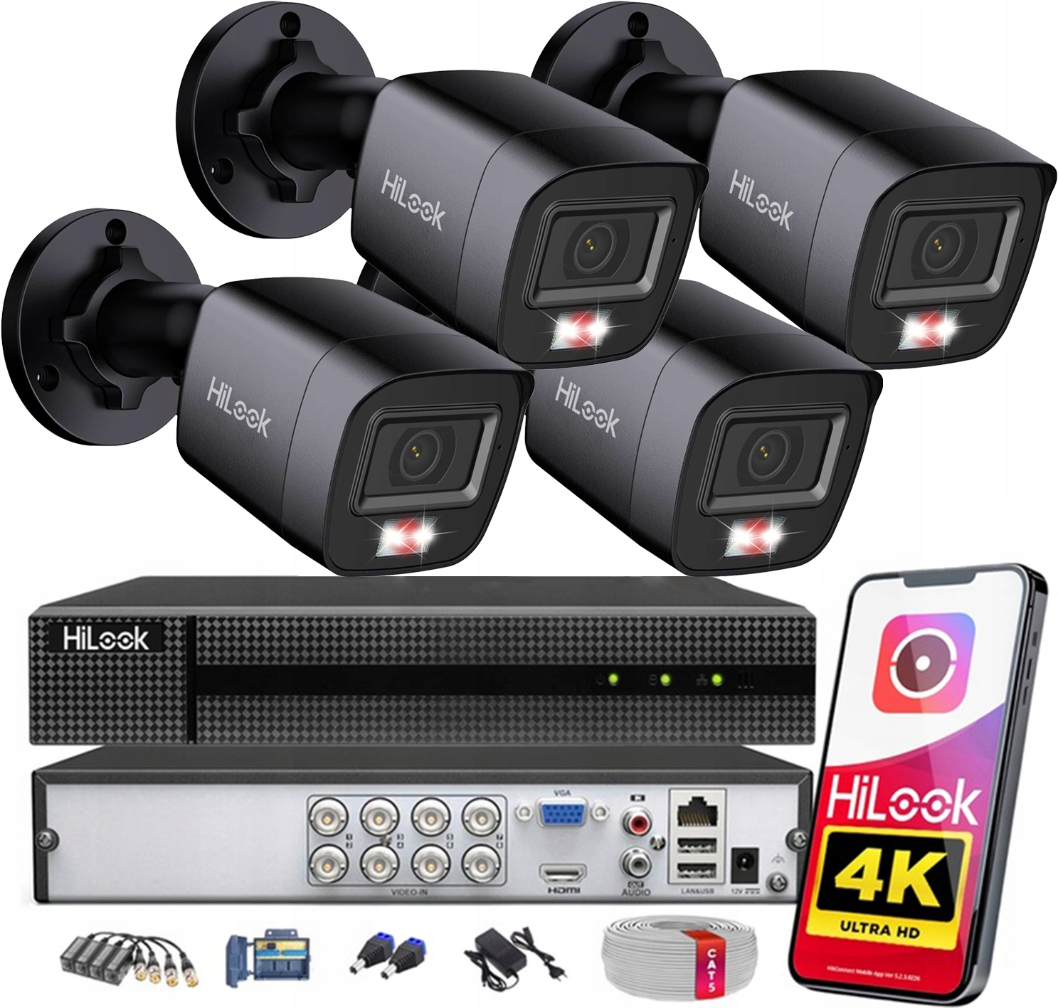 Sada pro monitorování 8MPx 4K HiLook od Hikvision 4 kamery Ahd pro rozšíření