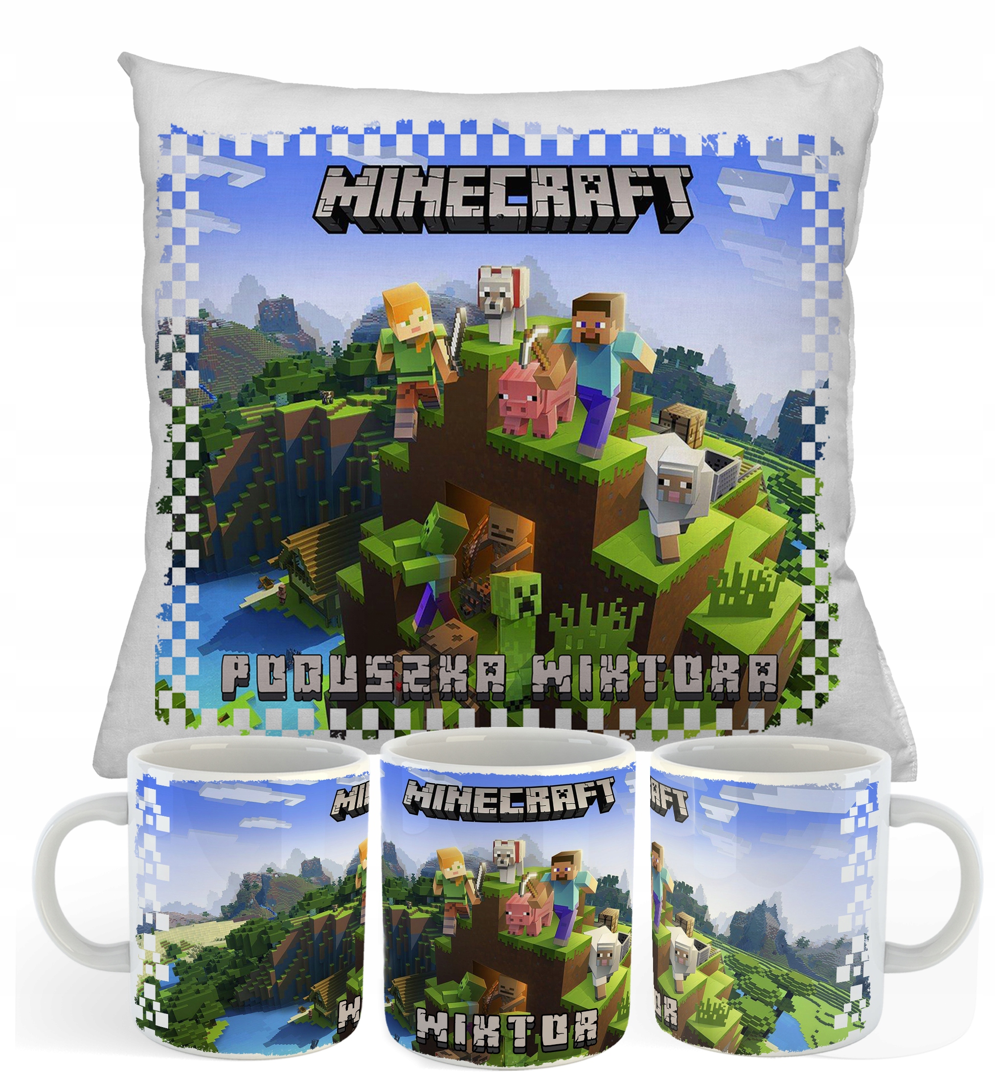 

Zestaw Dla Gracza Minecraft Kubek+poduszka+imię