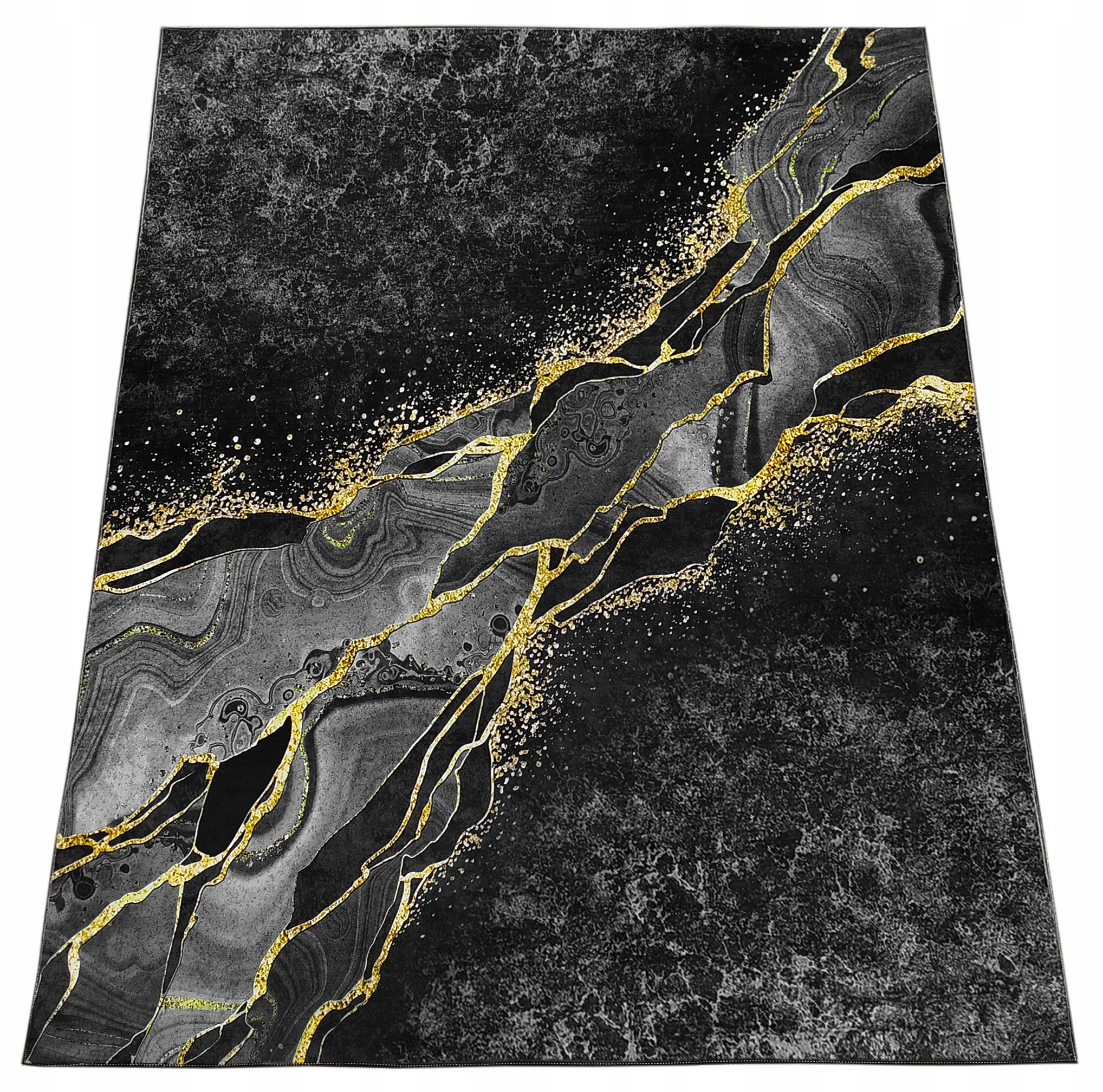 Koberec 120x180 Mramor Moderný Protišmykový Módny Žltý Tmavo Šedý
