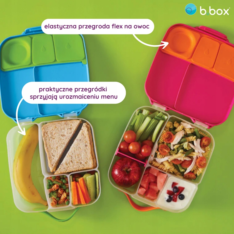 Lunchbox B.Box Strawberry+bidon Helix Sistema RÓŻ z pojemnikiem Rodzaj śniadaniówka