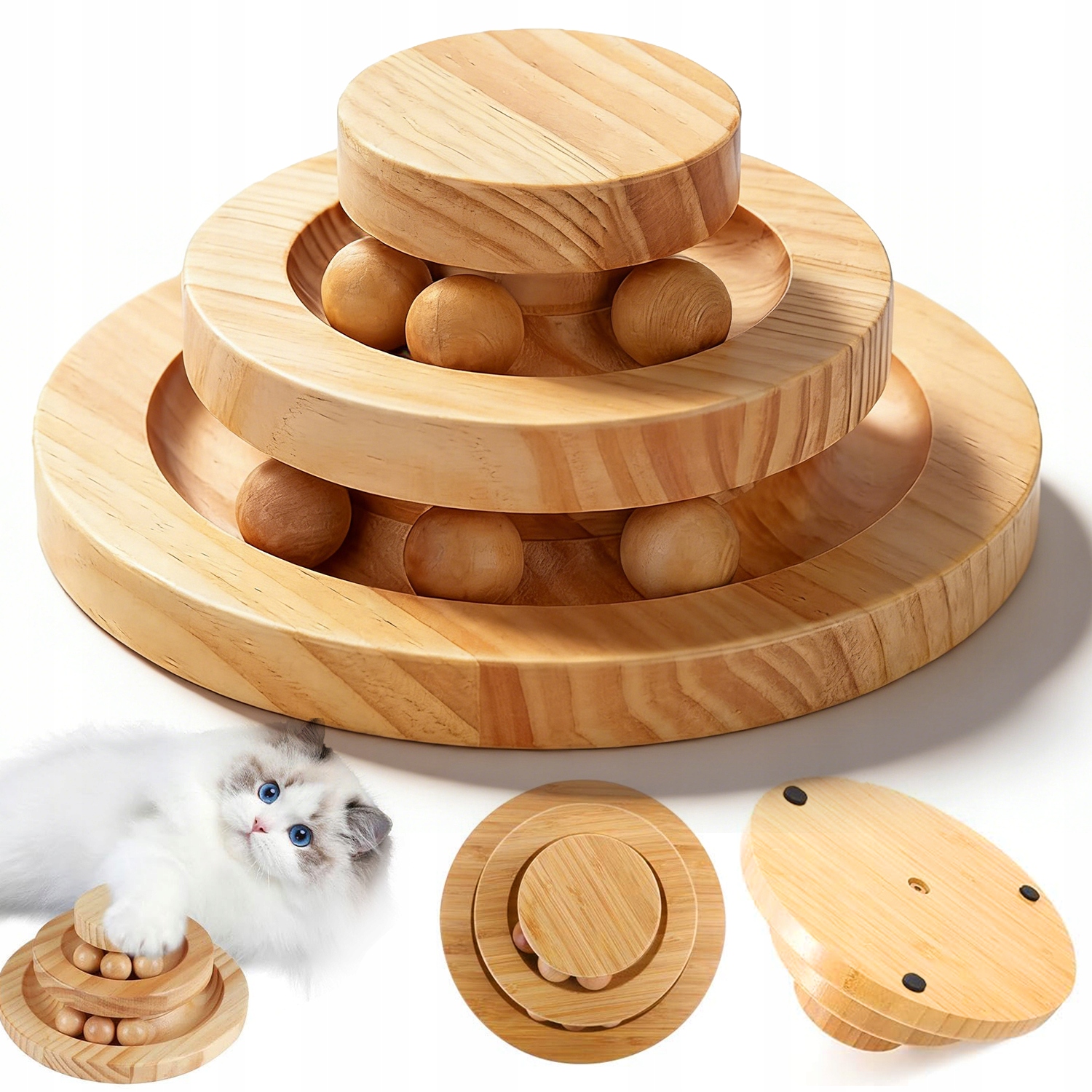 Levně Věž s míčky pro kočky hračka interaktivní 2-vrstvá hračka