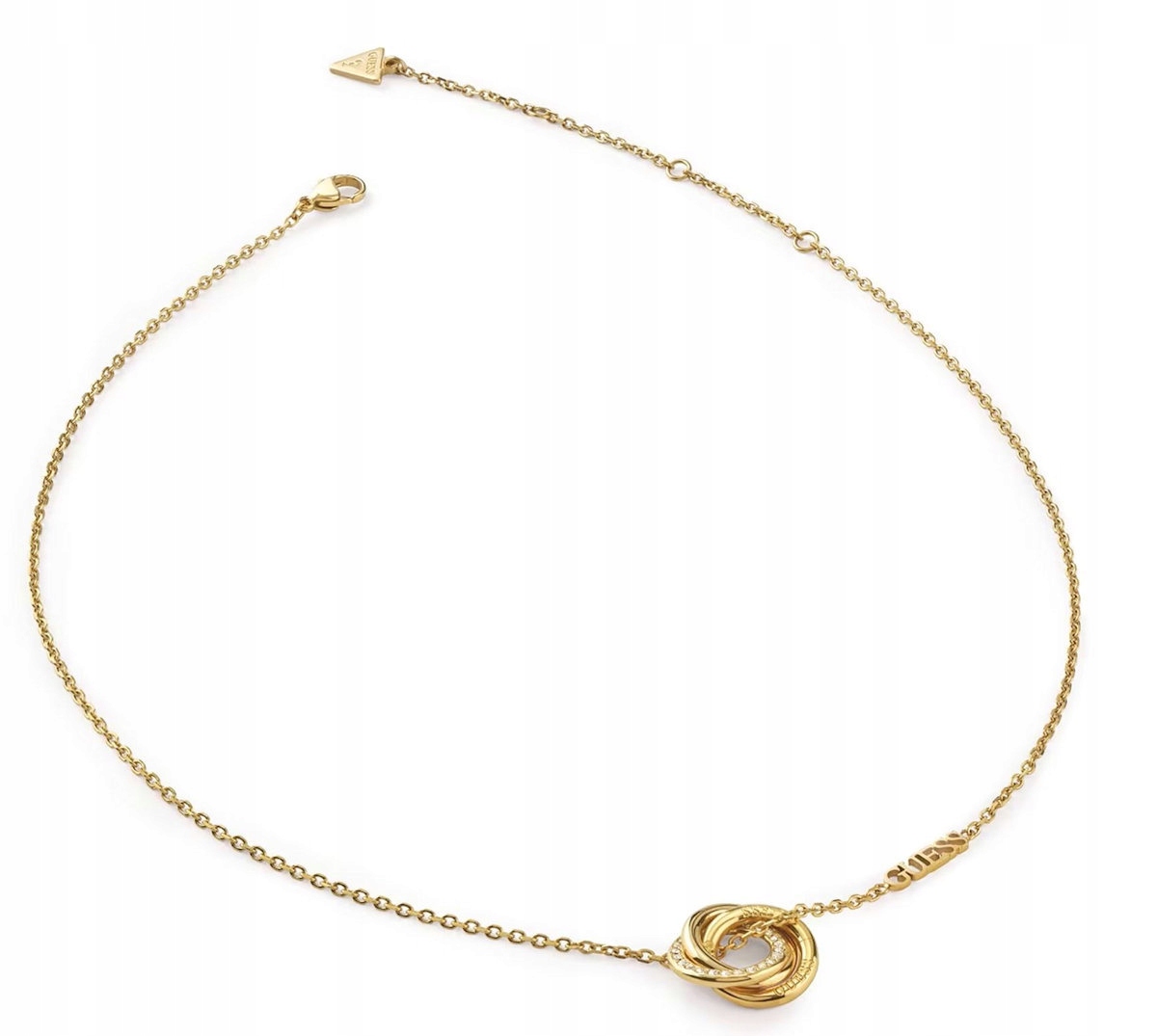 Ocelový Zlatý Náhrdelník Guess Perfect Křišťály JUBN04062JWYGT/U