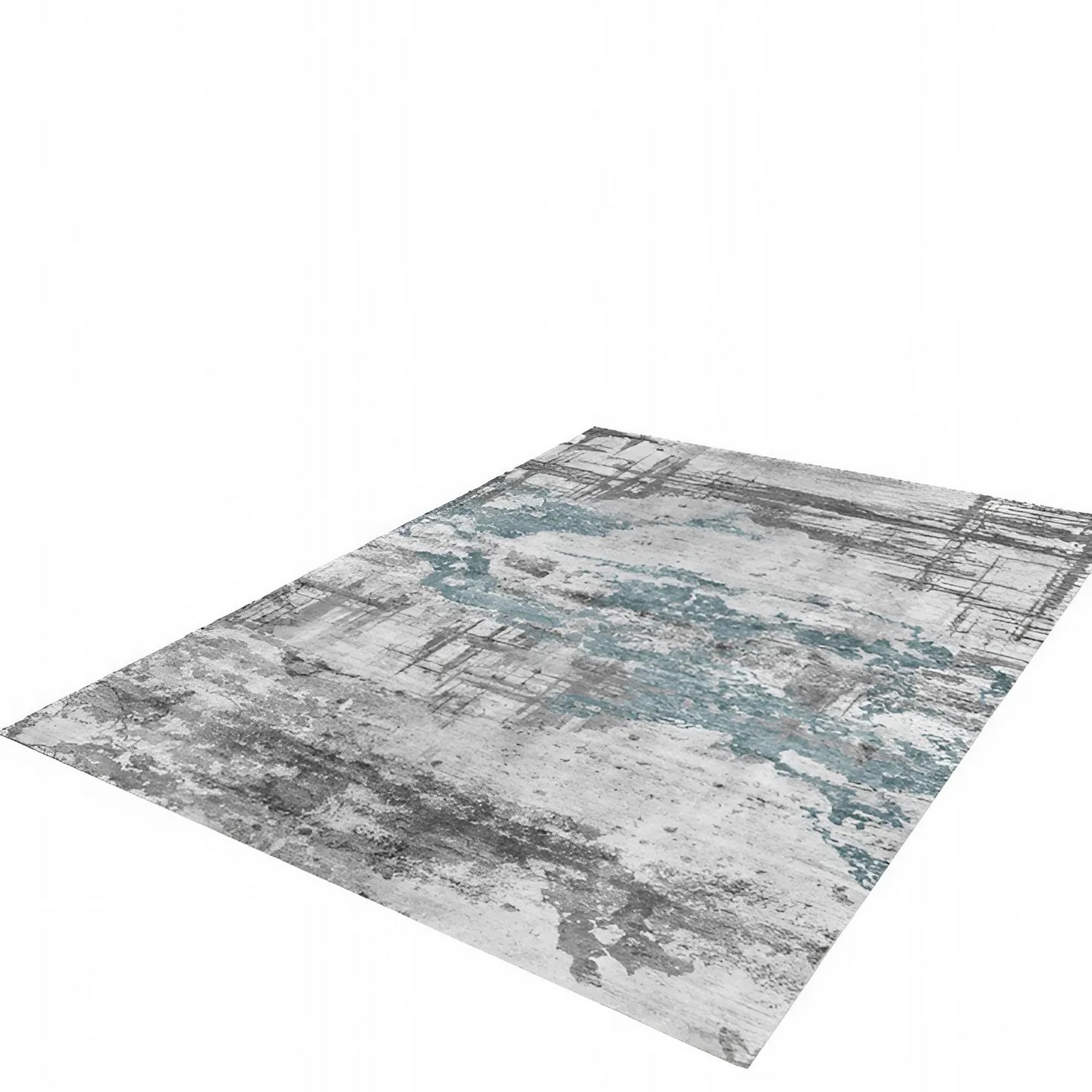 Moderný Koberec S Krátkym Vlasom 300X200 Modrý Šedý Vintage Mozaika