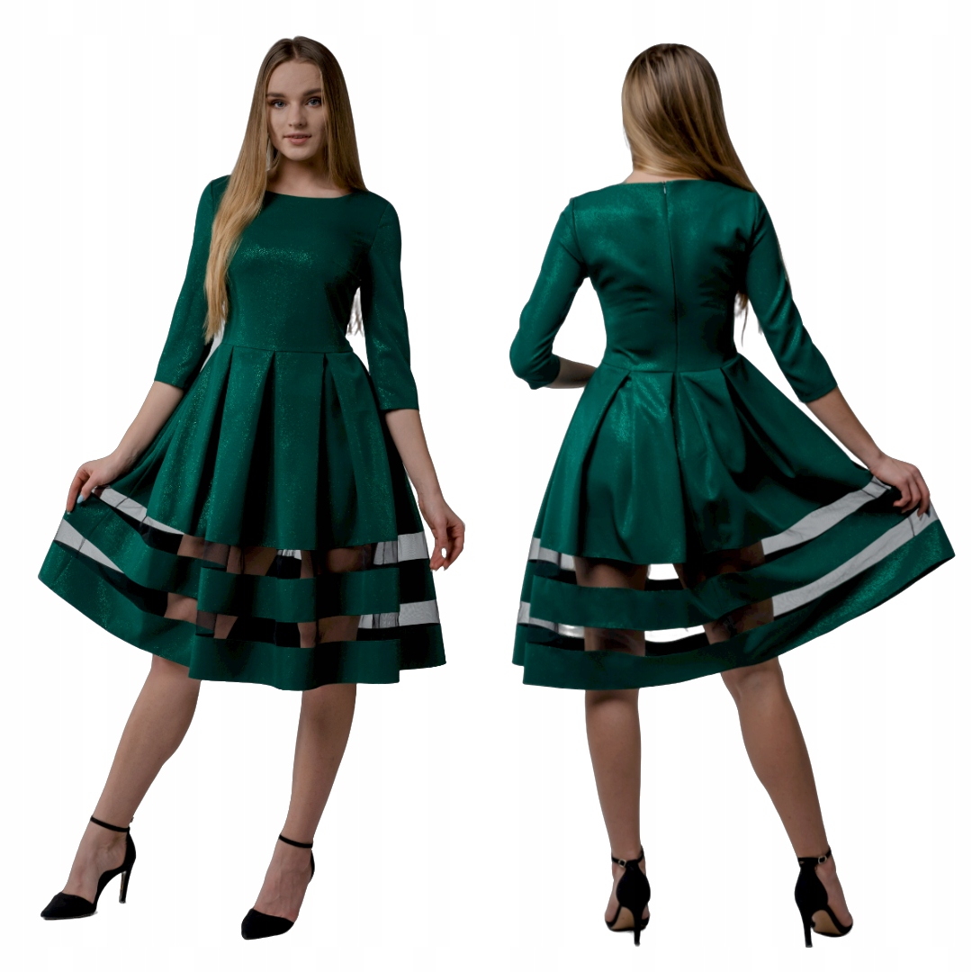 Šaty elegantní midi zelená S59 M