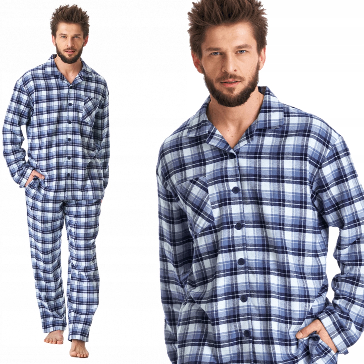 Key pánské pyžamo s dlouhým rukávem MNS426 flanel L