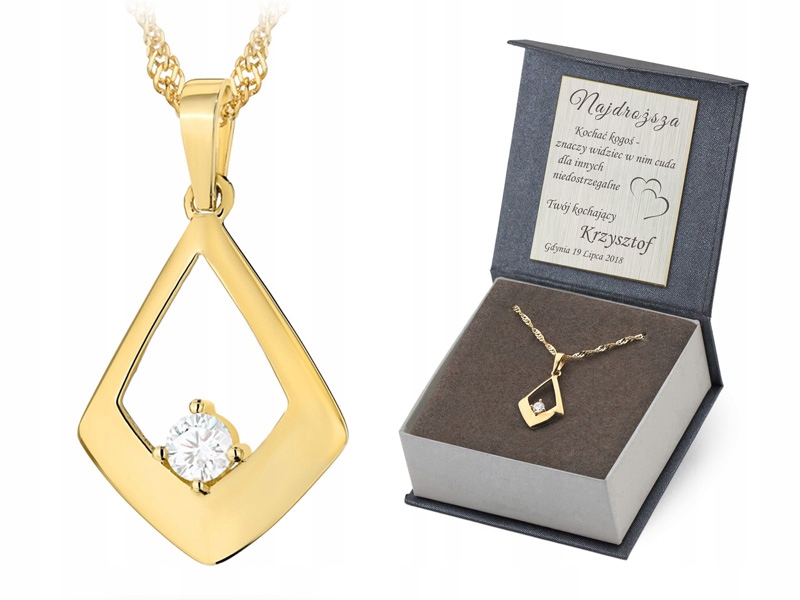 Zlatý Komplet pr. 585 Řetízek 45 cm a klasický geometrický přívěsek 14k