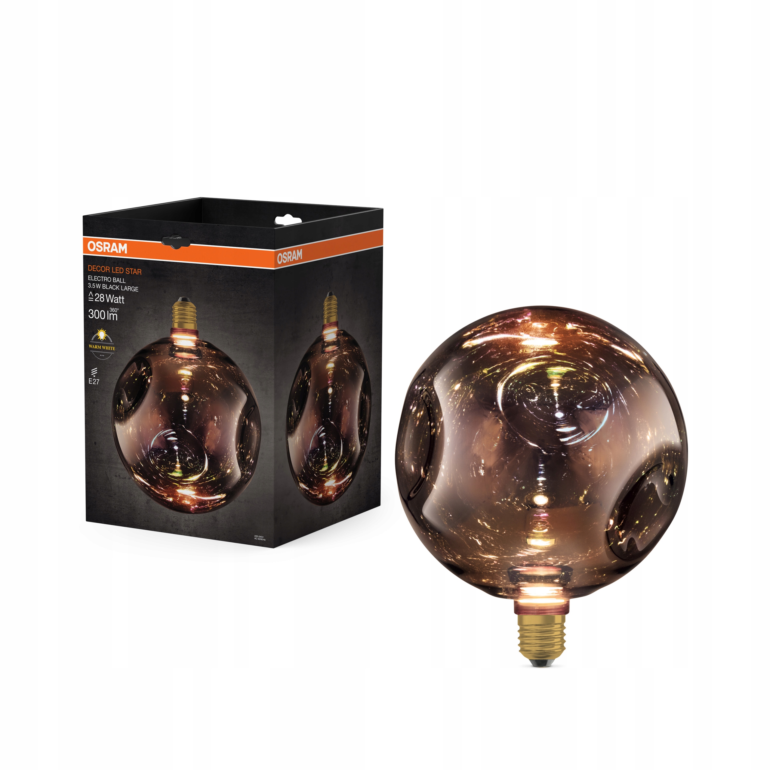 Żarówka Led E27 Kula 3.5W 300lm 2700K Czarna Dekoracyjna Electro Glass L